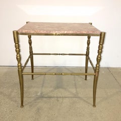 Chiavari Brass and Marble Side Table