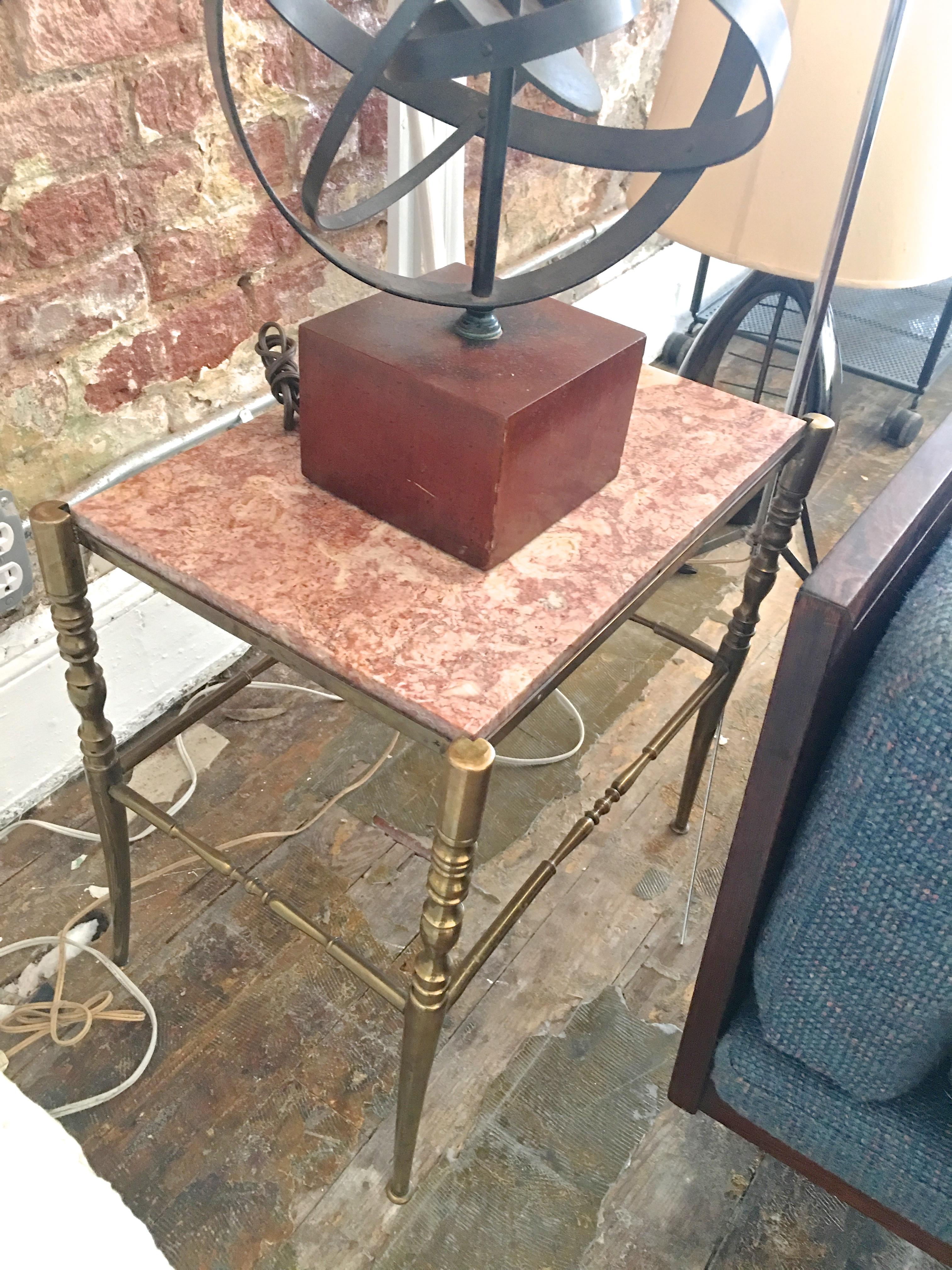Chiavari Brass and Marble Side Table In Excellent Condition For Sale In Hanover, MA
