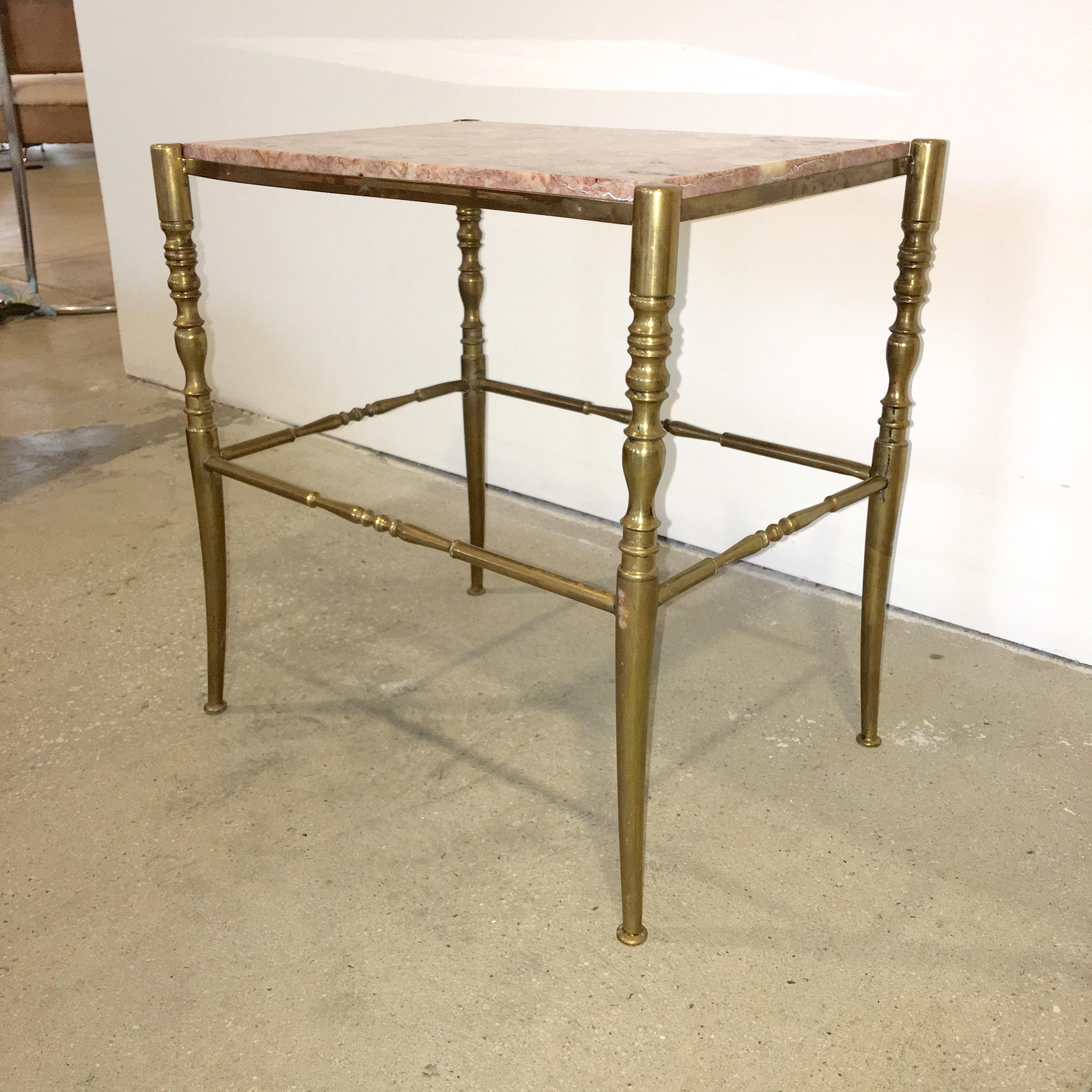Chiavari Brass and Marble Side Table For Sale 1