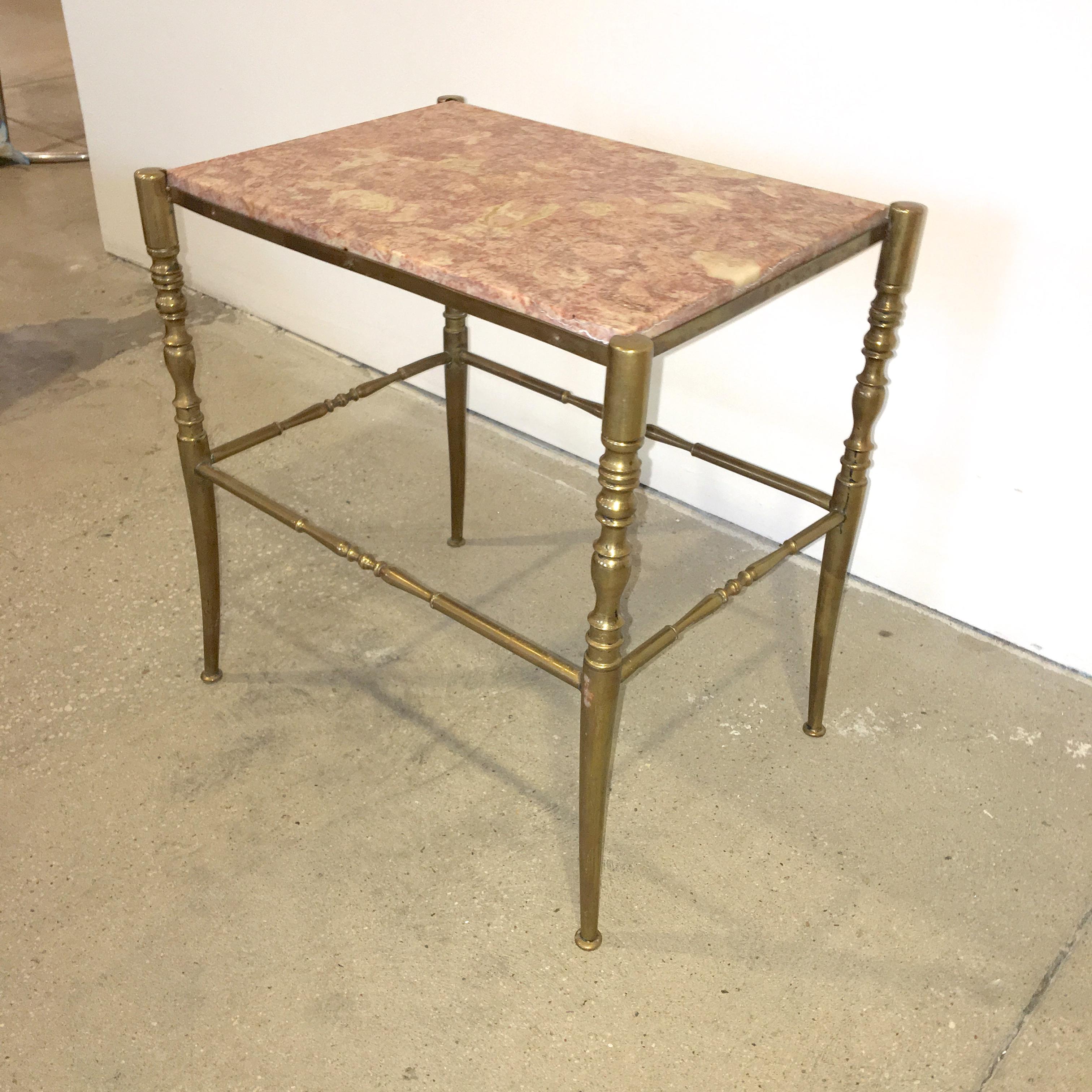 Chiavari Brass and Marble Side Table For Sale 2