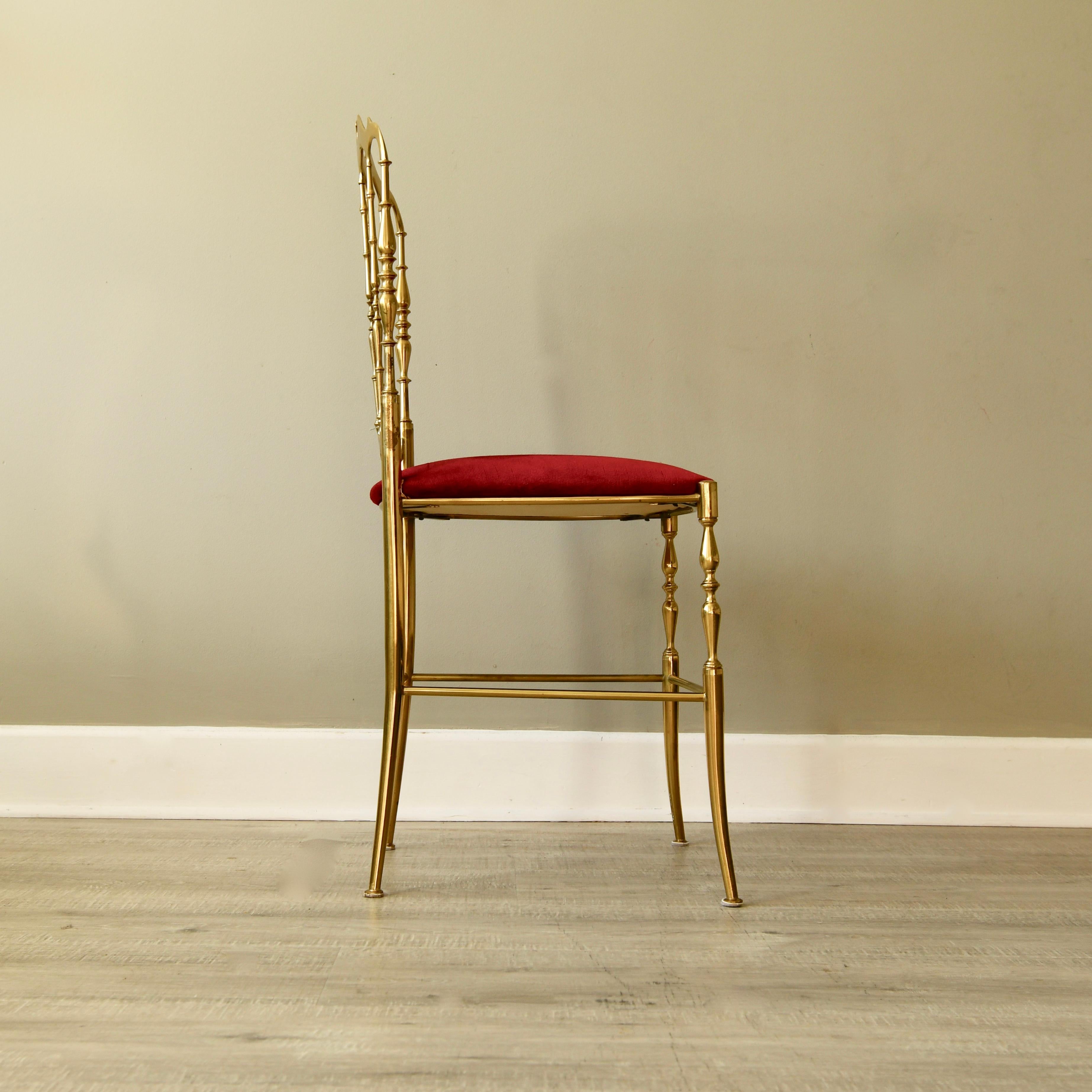 Hollywood Regency Chiavari Brass Ballroom Chair Giuseppe Gaetano Descalzi For Sale
