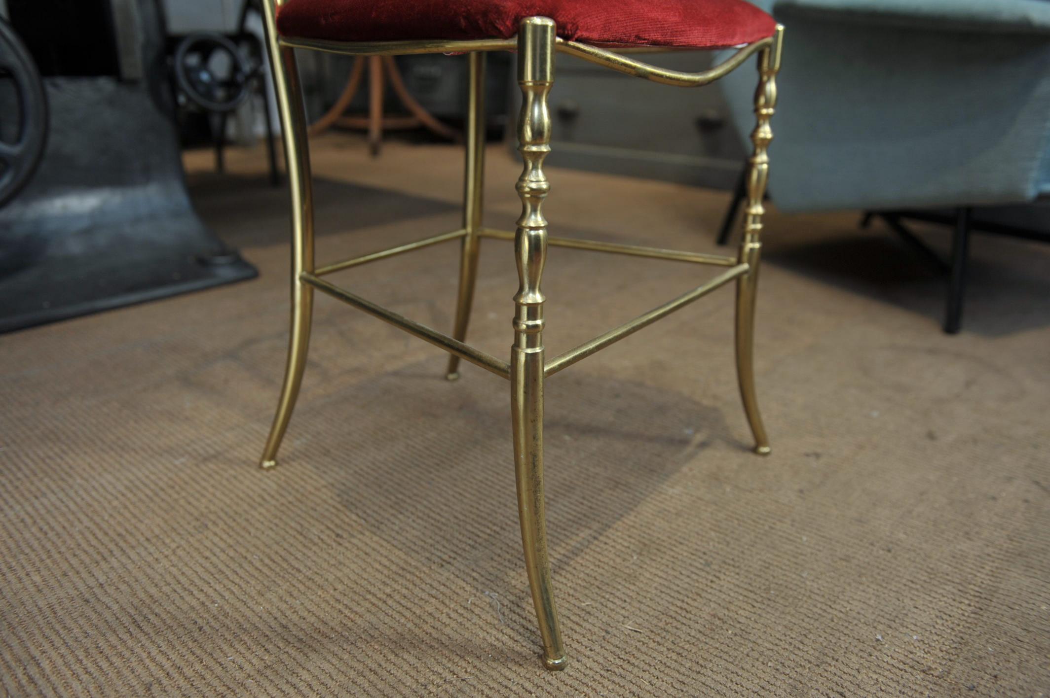 Italian Chiavari Brass Chair, Italy, circa 1970 For Sale