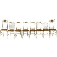 Chiavari Brass Chairs by Giuseppe Gaetano Descalzi, 1950s, Set of Eight