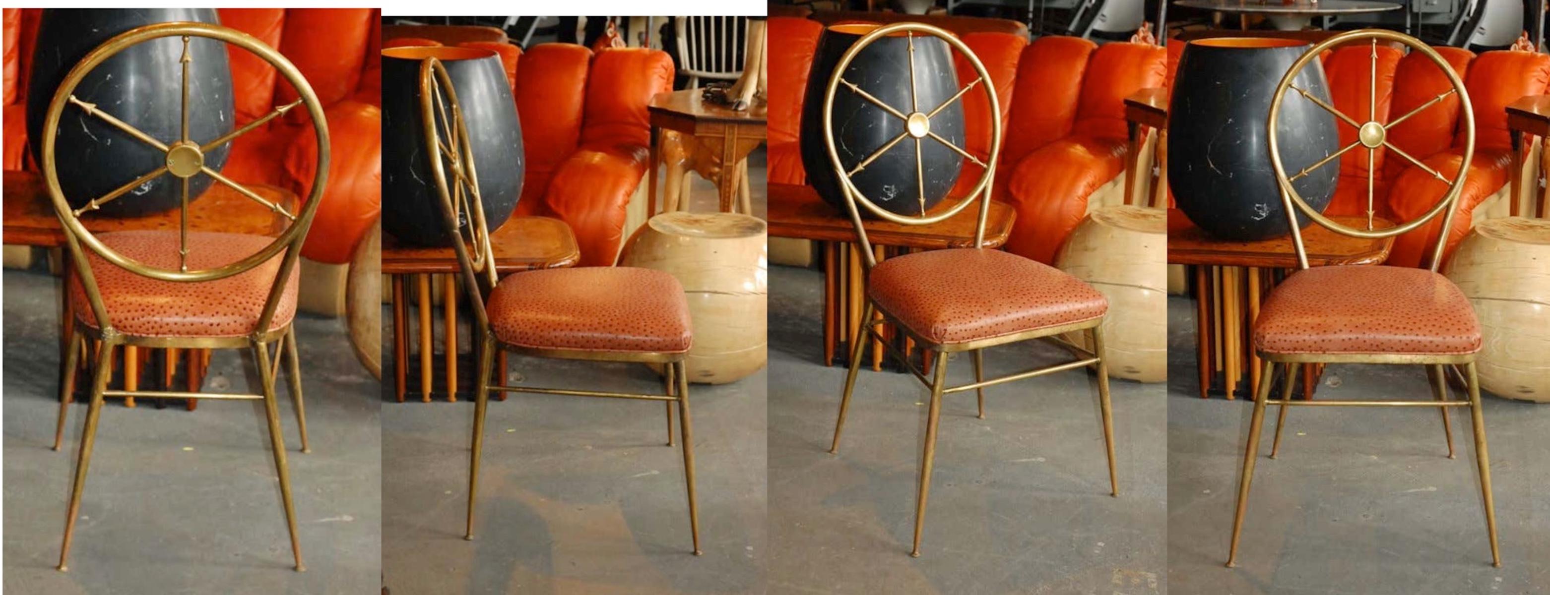 Chiavari Brass Compass Chairs, 4x For Sale 12