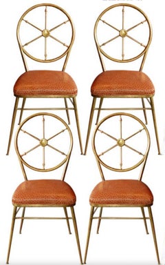 Chiavari Compass Brass Chairs, 4x