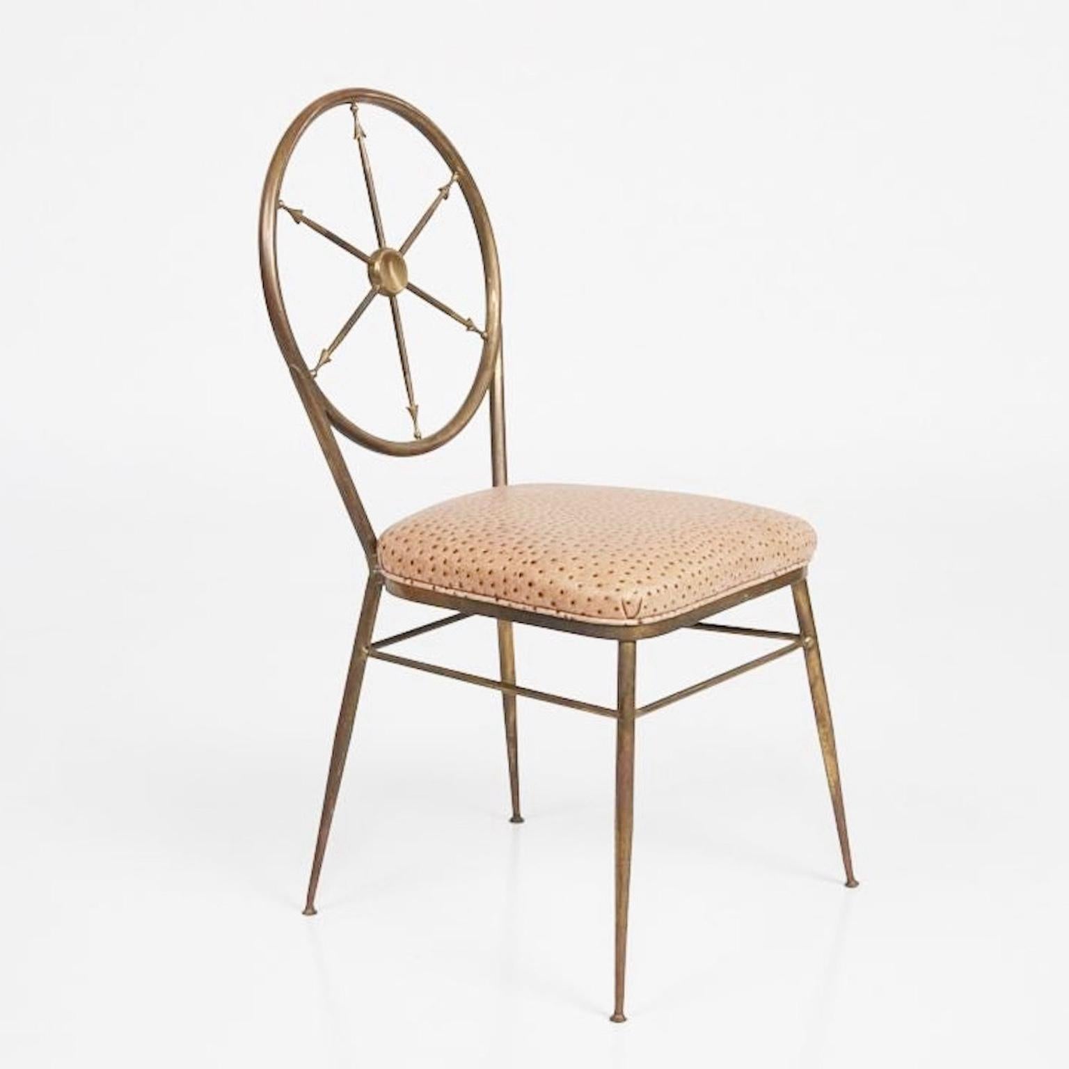 Italian Chiavari Brass Compass Chairs, 4x For Sale