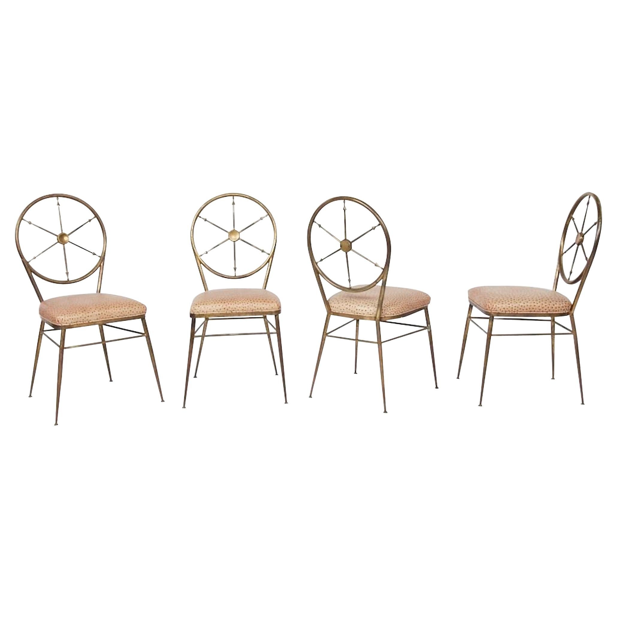 Chiavari Brass Compass Chairs, 4x For Sale