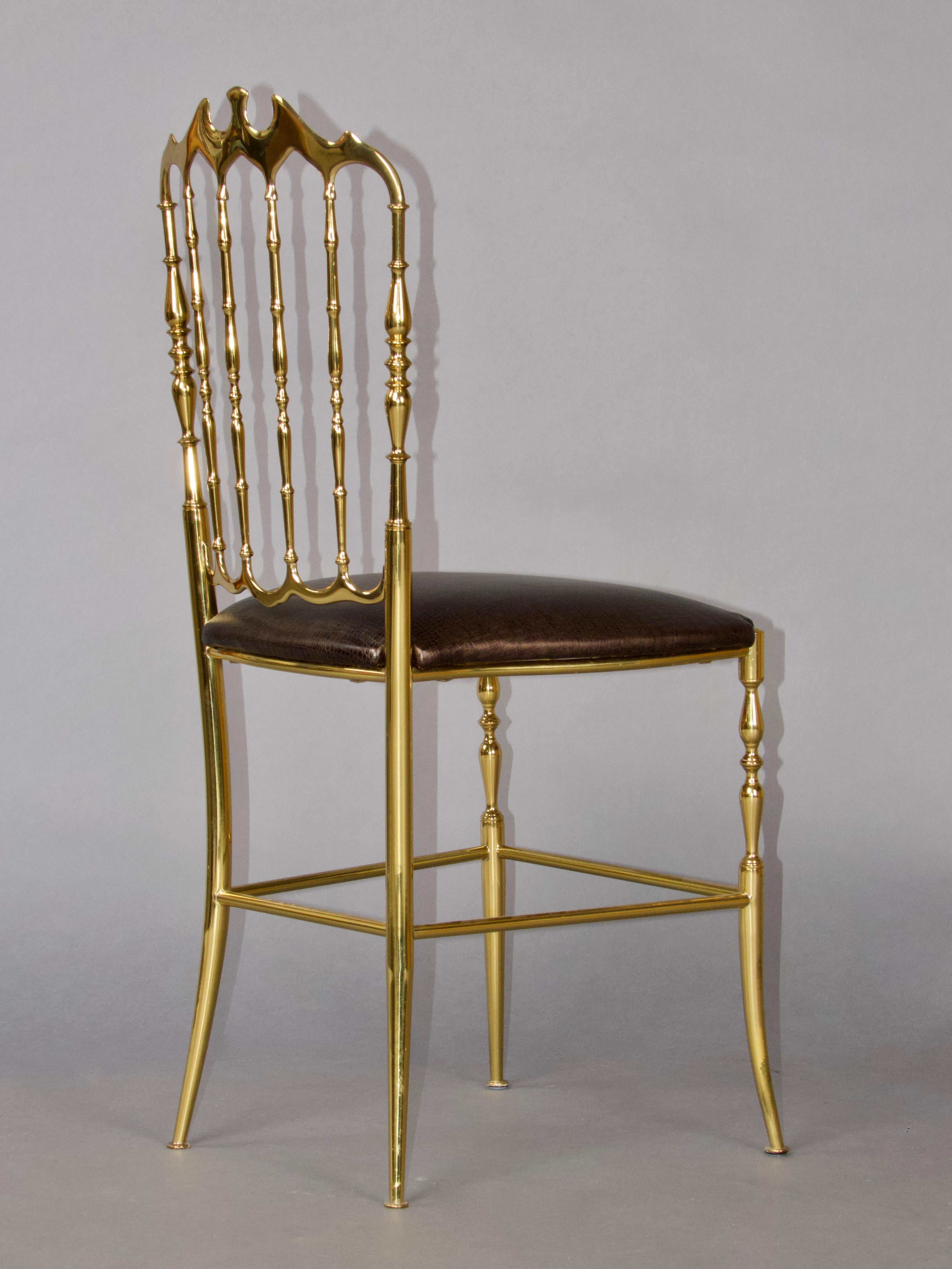 Italian Chiavari Brass Dining Chair For Sale