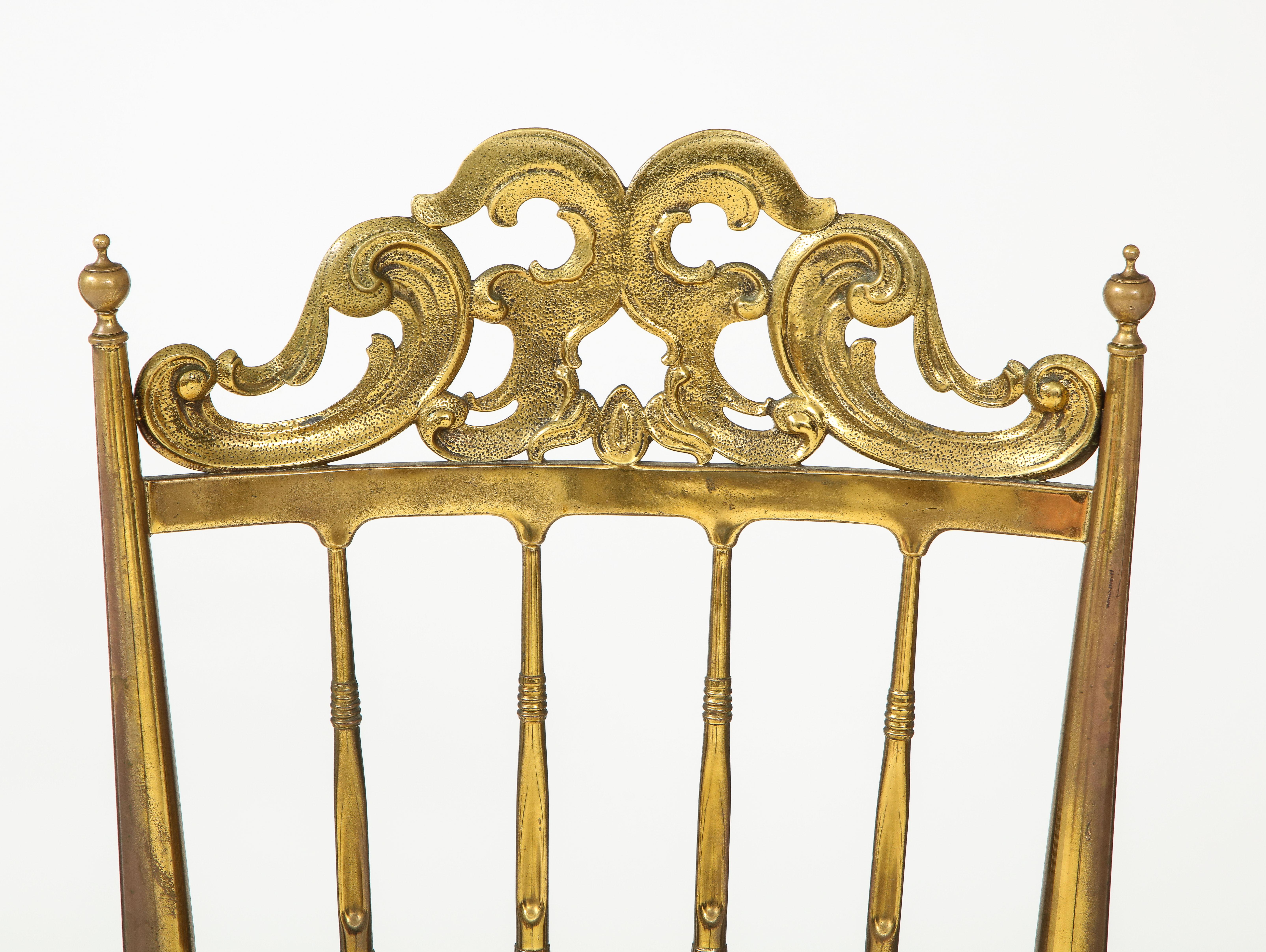 20th Century Chiavari Brass, Sheepskin Chair