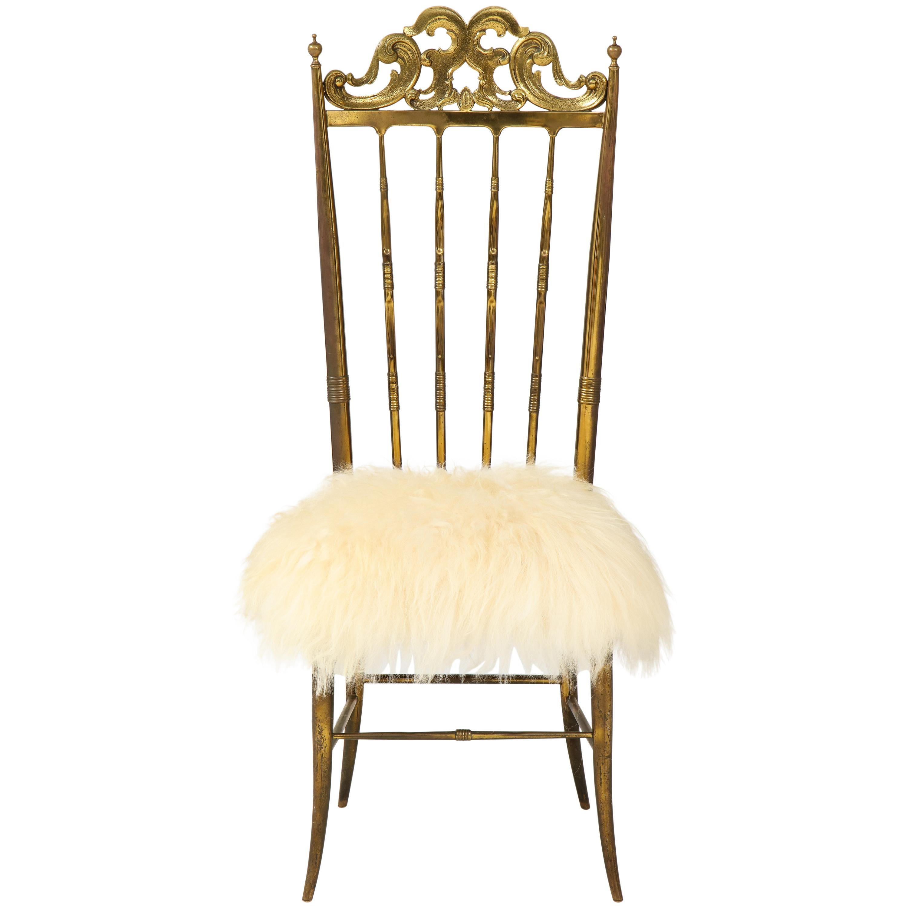 Chiavari Brass, Sheepskin Chair