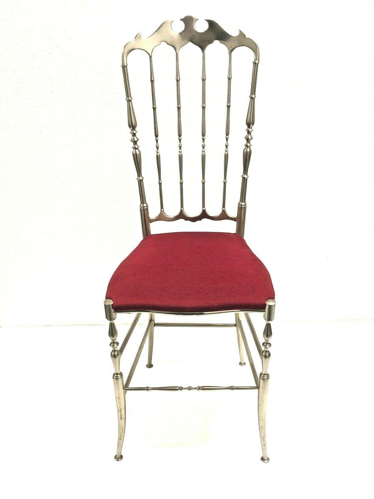 Chiavari Chair Brushed Steel 1960s Design Italian Hollywood Regency 6