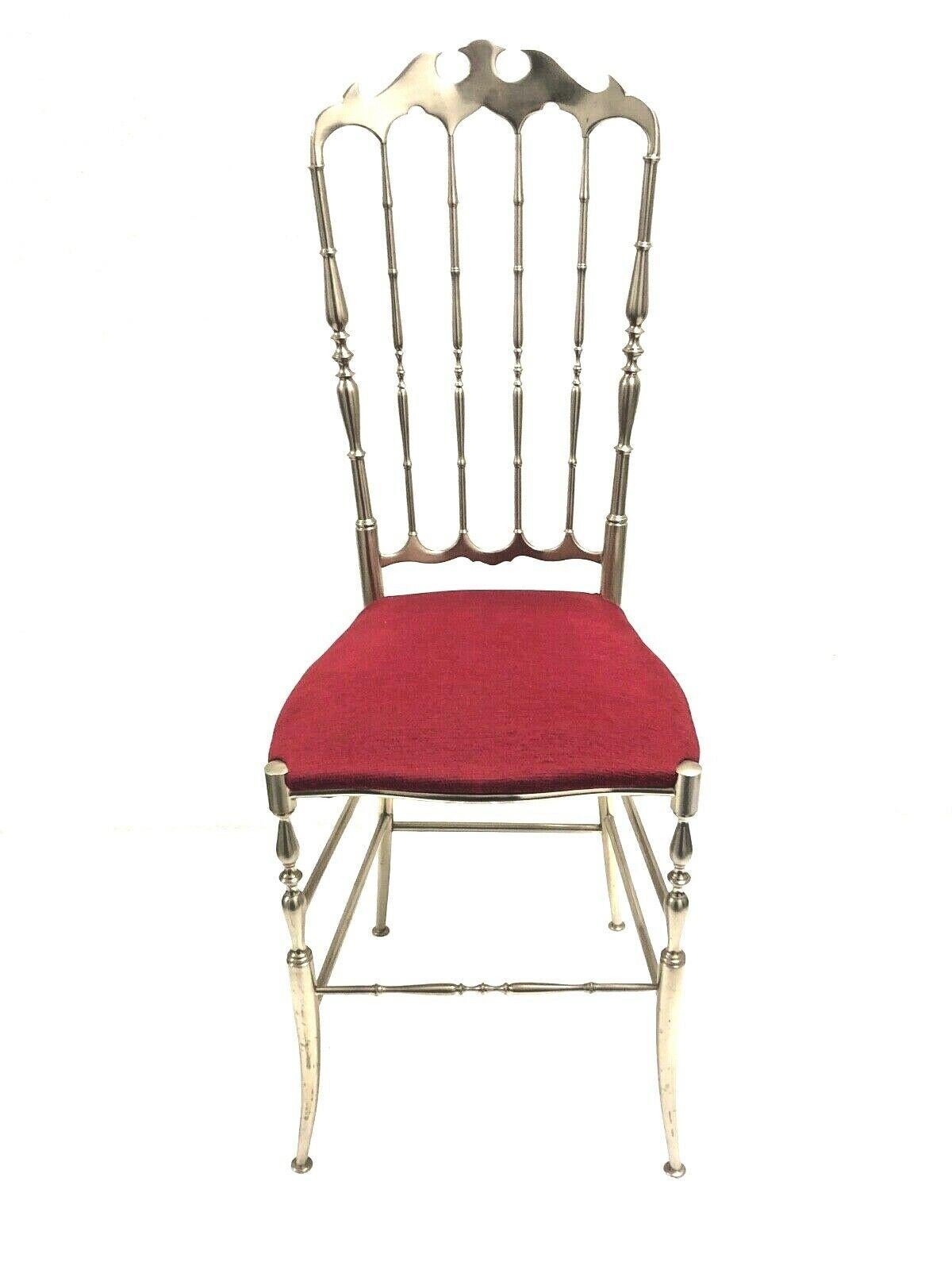 Chiavari Chair Brushed Steel 1960s Design Italian Hollywood Regency In Good Condition In Nuernberg, DE