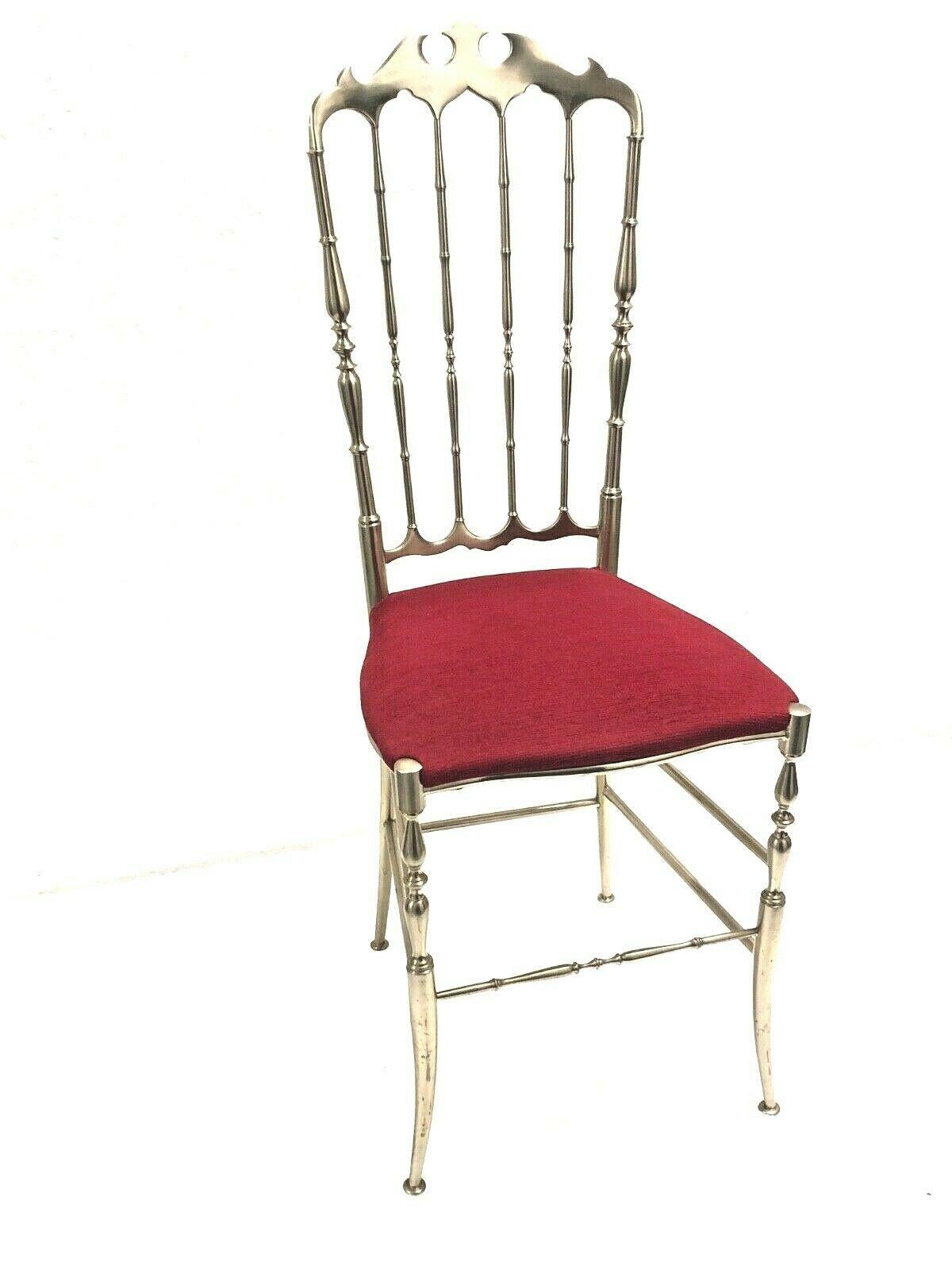 Mid-20th Century Chiavari Chair Brushed Steel 1960s Design Italian Hollywood Regency