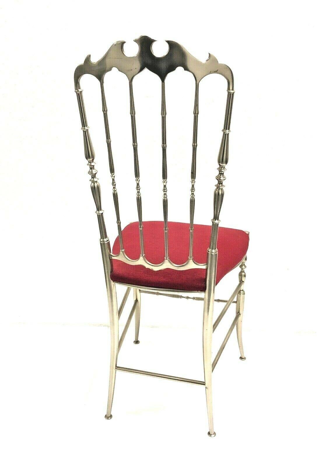 Chiavari Chair Brushed Steel 1960s Design Italian Hollywood Regency 4
