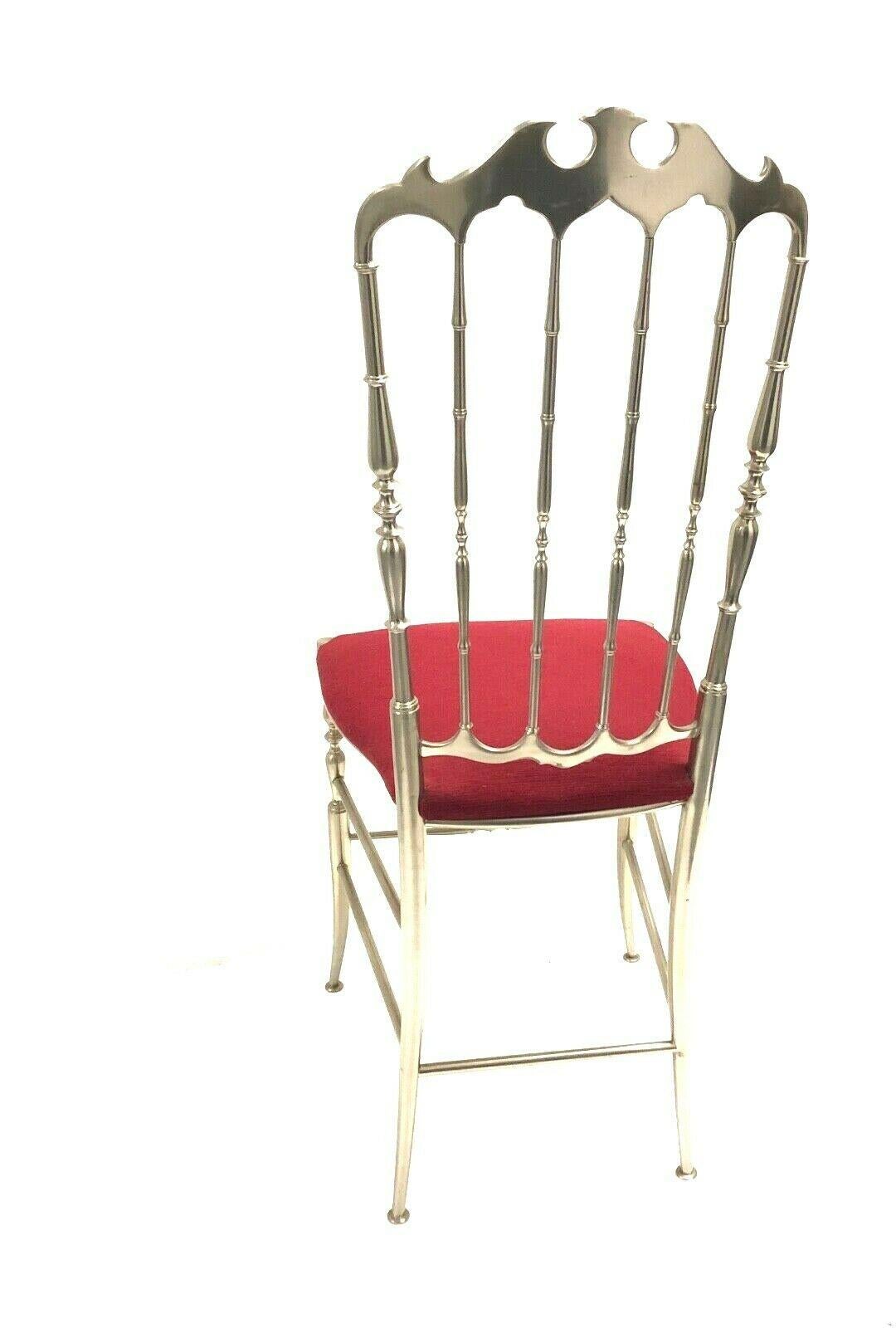 Chiavari Chair Brushed Steel 1960s Design Italian Hollywood Regency 5