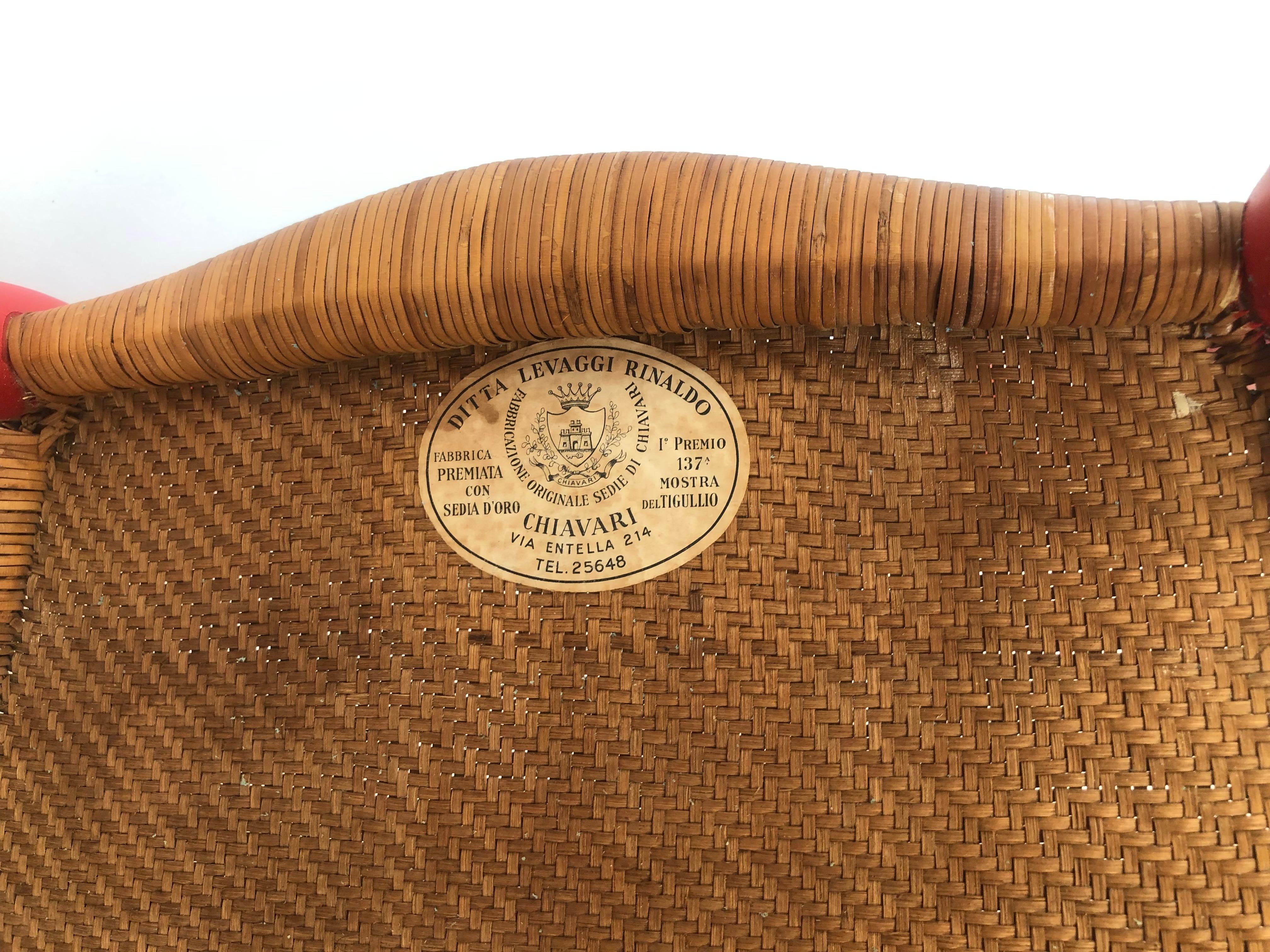 Chaise Chiavari réalisée par Ditta Levaggi Rinaldo, peinte en rouge tomate mat, Italie en vente 4