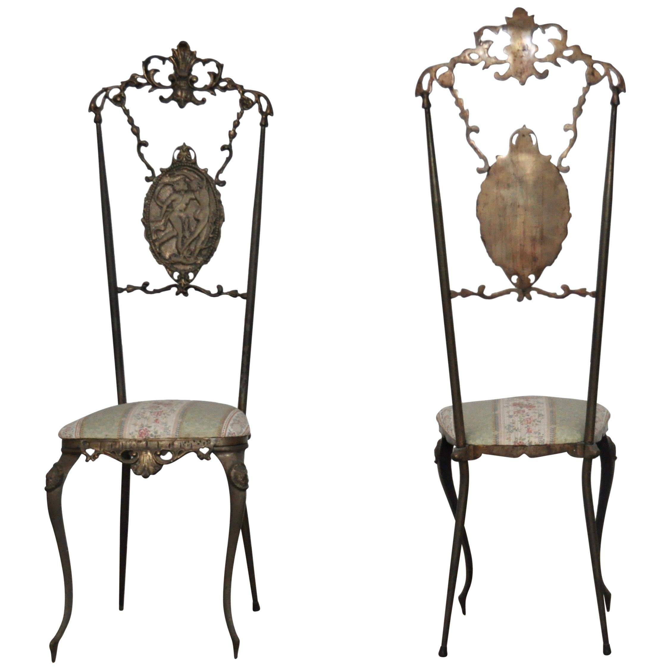 Chiavari Chairs Hollywood Regency, in Hand Finished Brass, Italy, 1930s For Sale