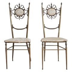 Chiavari Chairs Hollywood Regency in Brass, Italy, 1950s