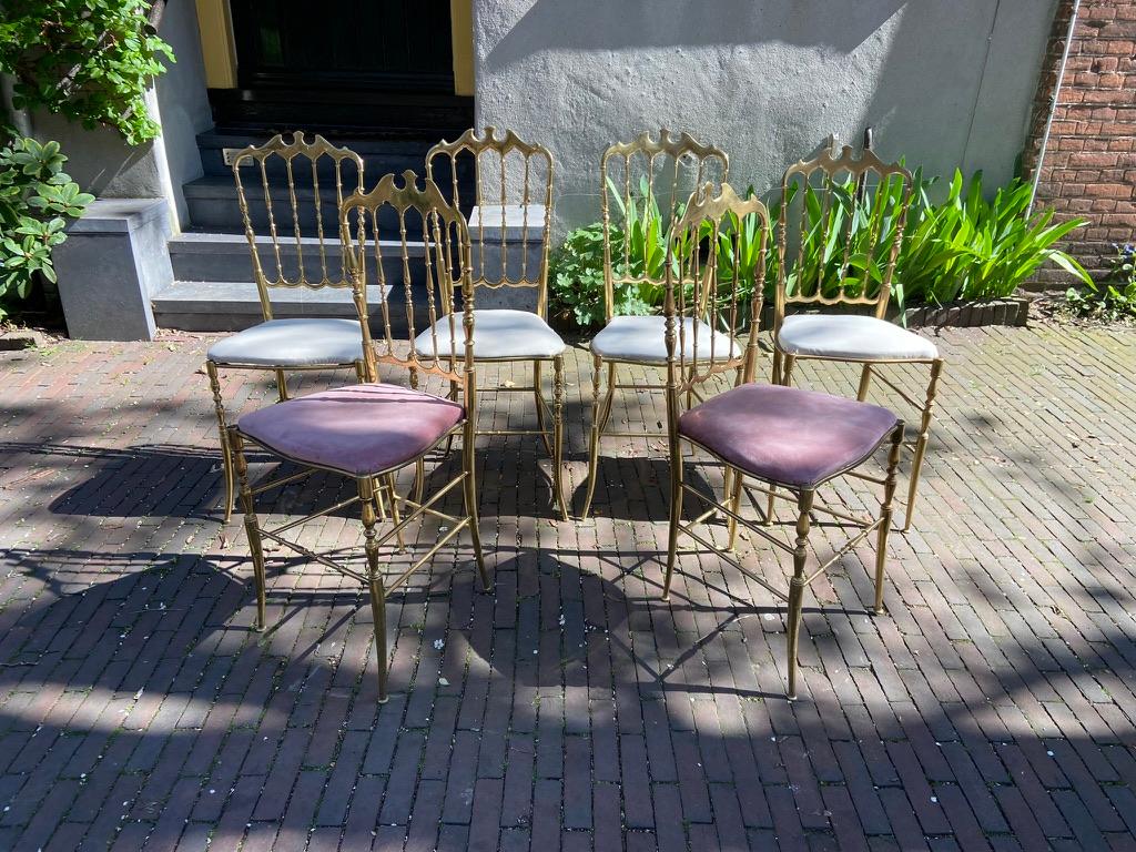 Mid-Century Modern Chiavari chairs, set of 6 For Sale