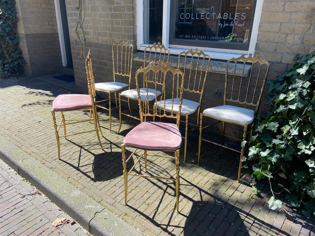 Brass Chiavari chairs, set of 6 For Sale