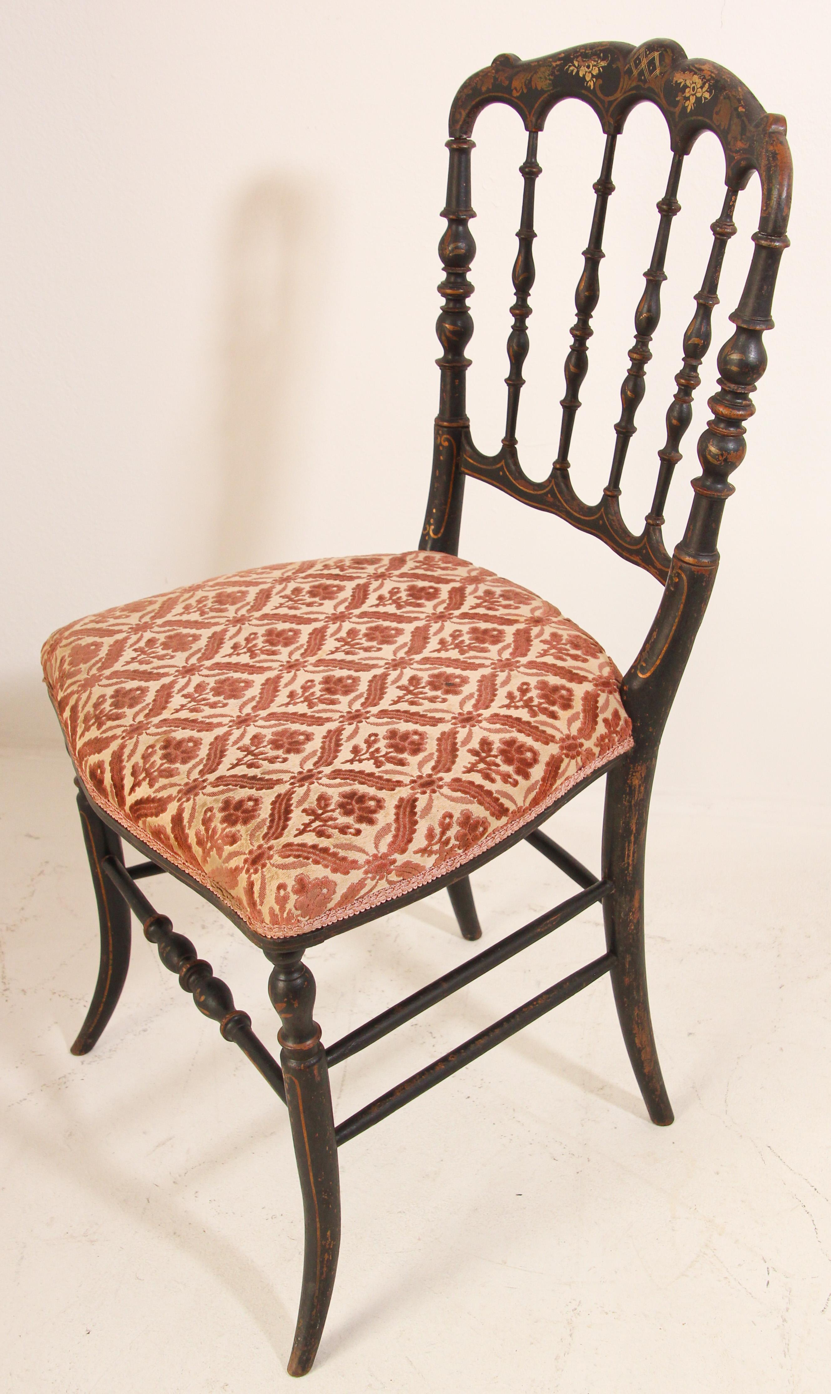 Chiavari Ebonized Side Chair by Gaetano Descalzi, Italy, 19th Century 5
