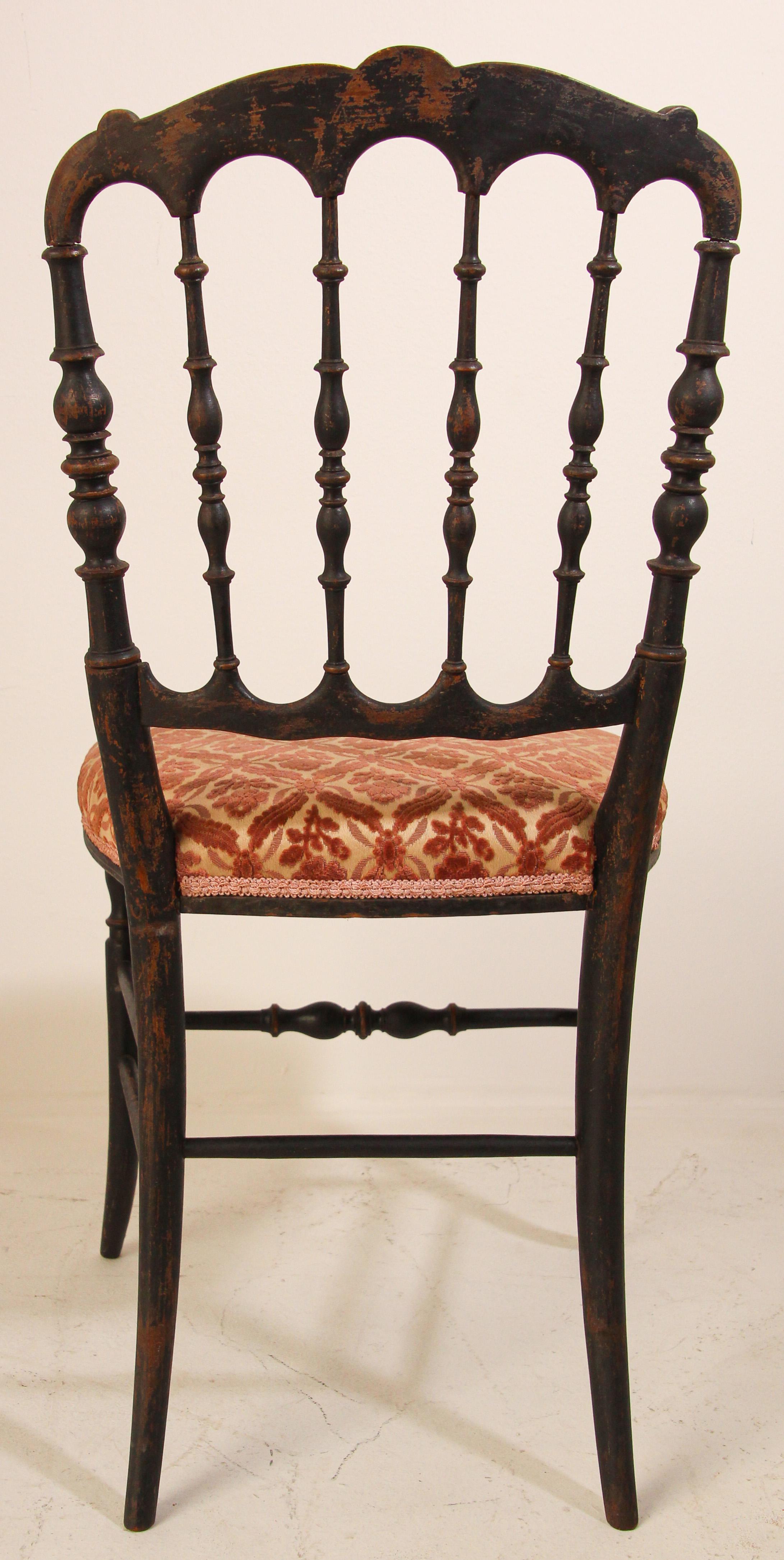 Chiavari Ebonized Side Chair by Gaetano Descalzi, Italy, 19th Century 7