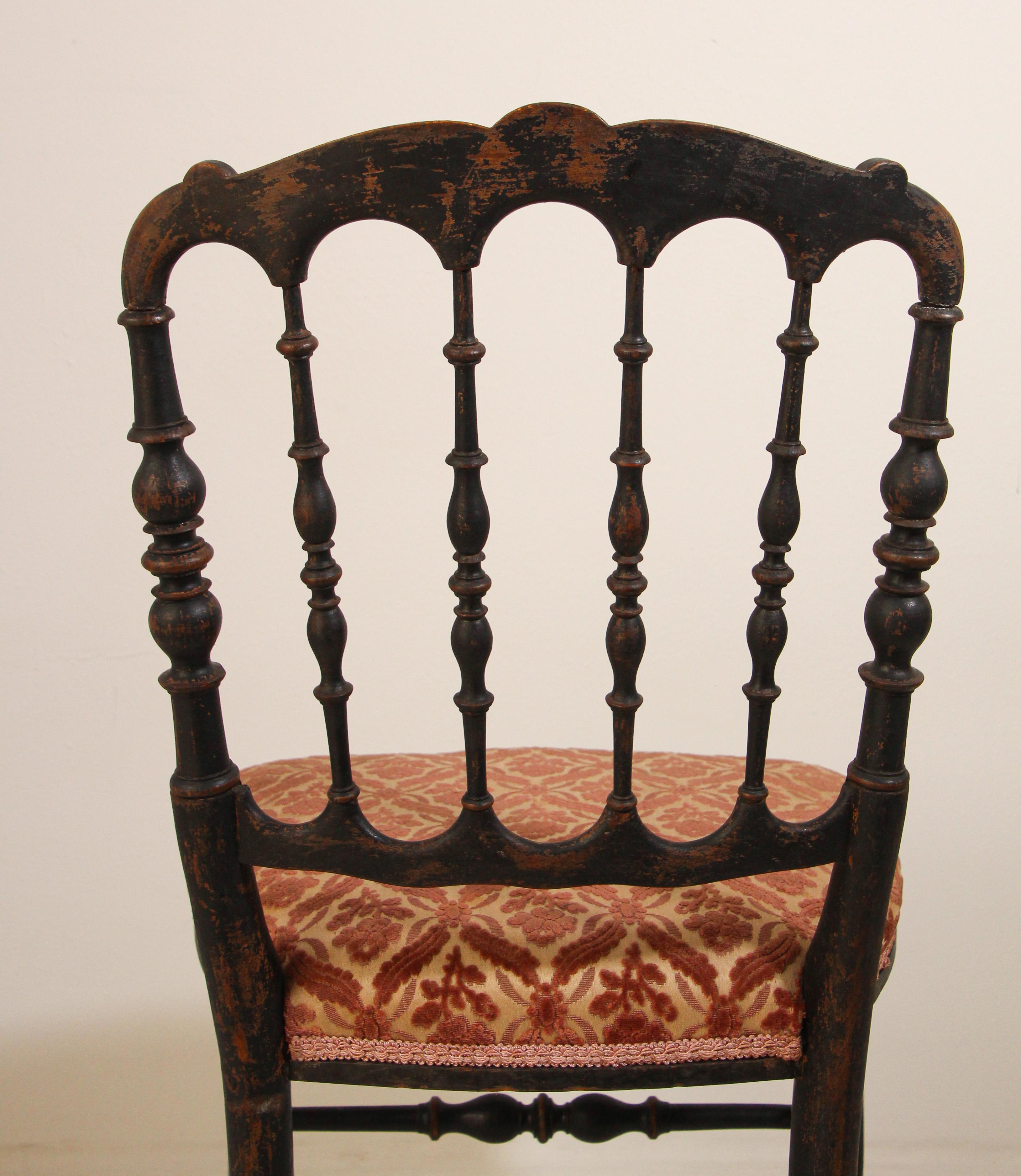 Chiavari Ebonized Side Chair by Gaetano Descalzi, Italy, 19th Century 8