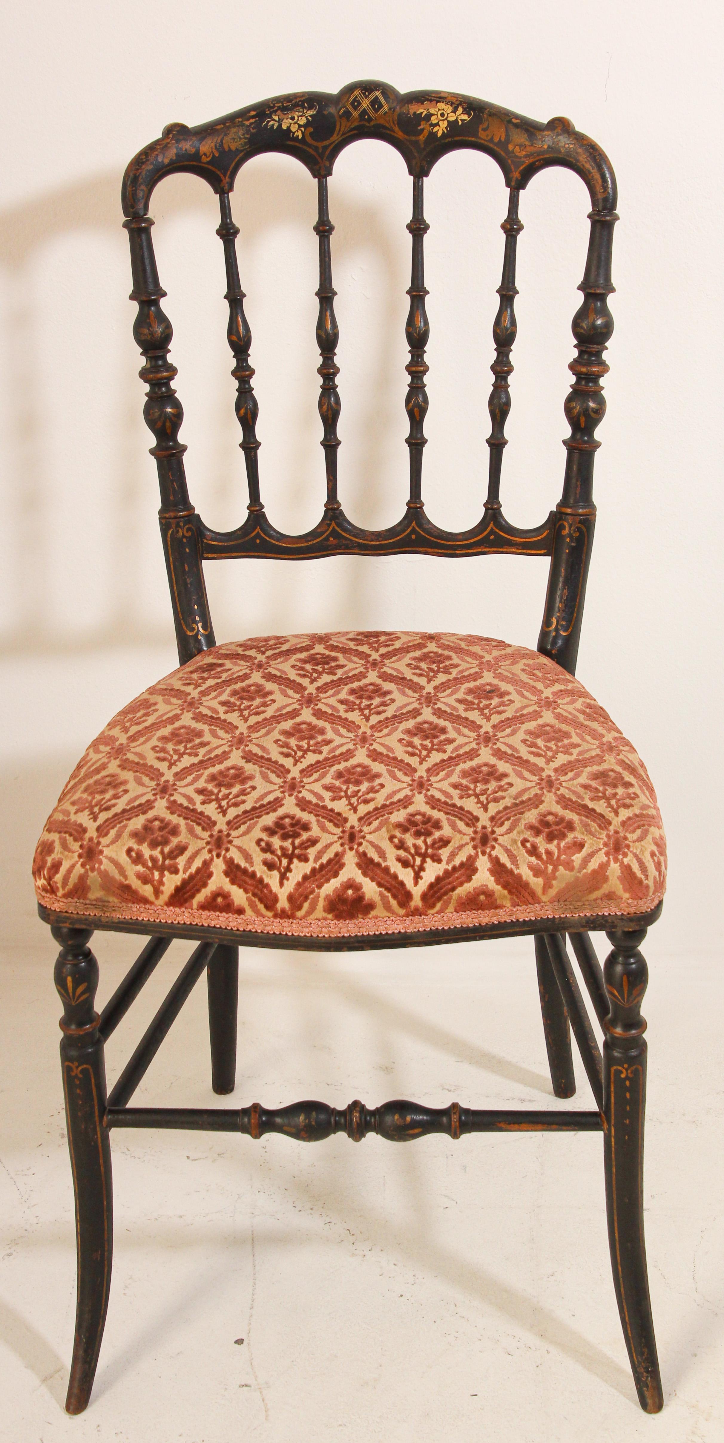 Chiavari Ebonized Side Chair by Gaetano Descalzi, Italy, 19th Century 9