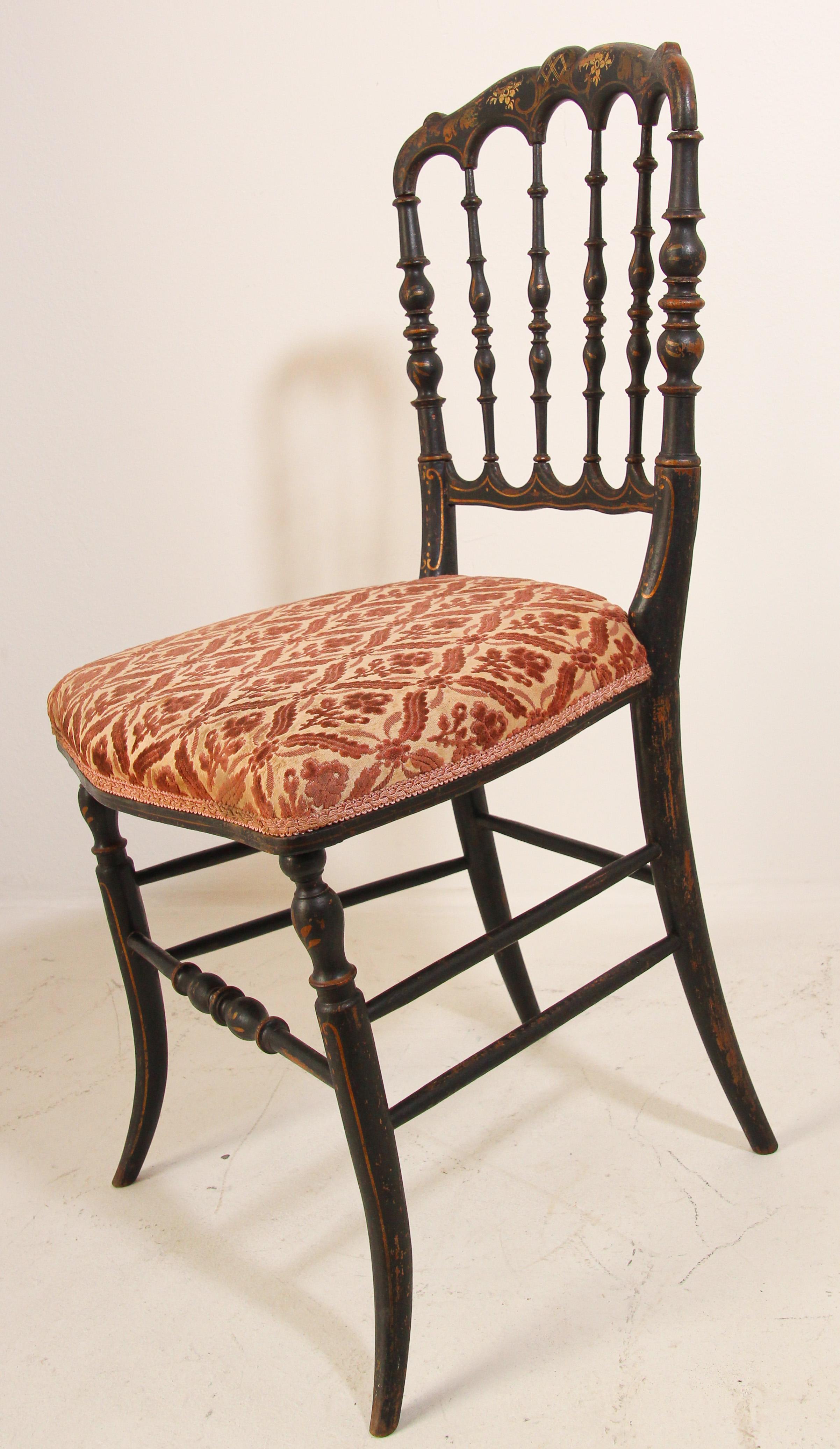 Late Victorian Chiavari Ebonized Side Chair by Gaetano Descalzi, Italy, 19th Century