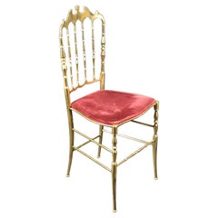 Vintage Chiavari Gilded Solid Brass Chair - Italy