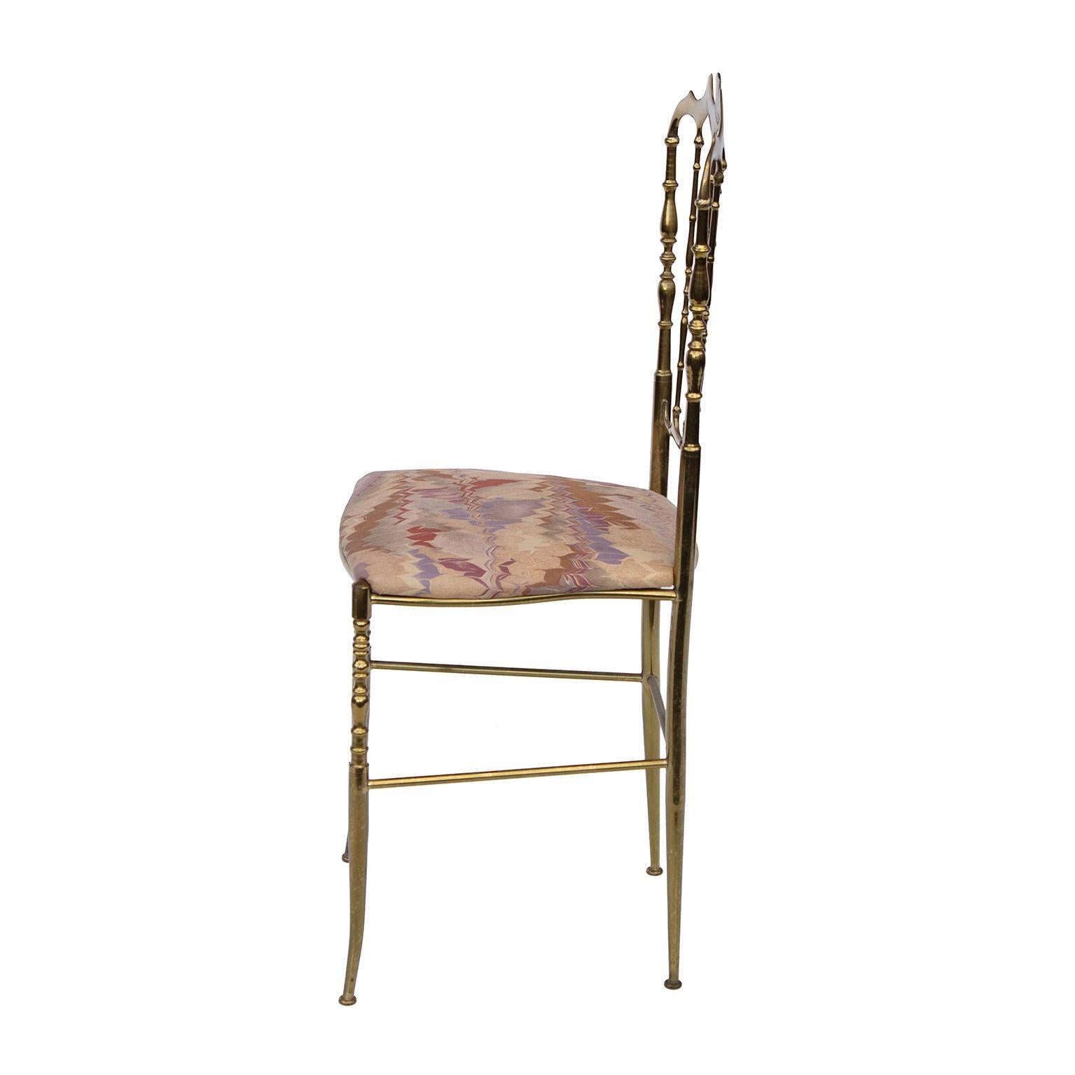 Hollywood Regency Chiavari Italian Brass Side Chair For Sale
