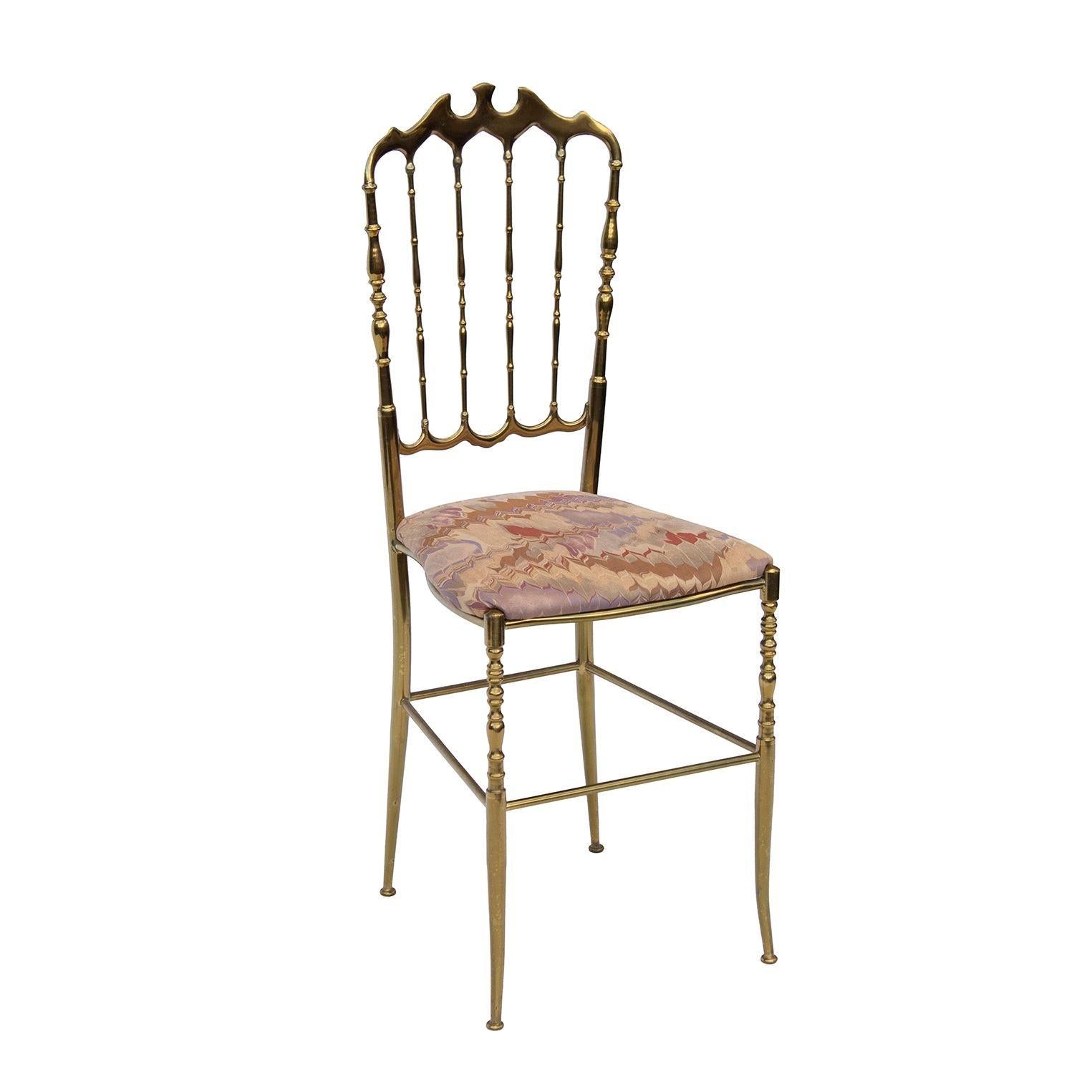 Mid-20th Century Chiavari Italian Brass Side Chair For Sale
