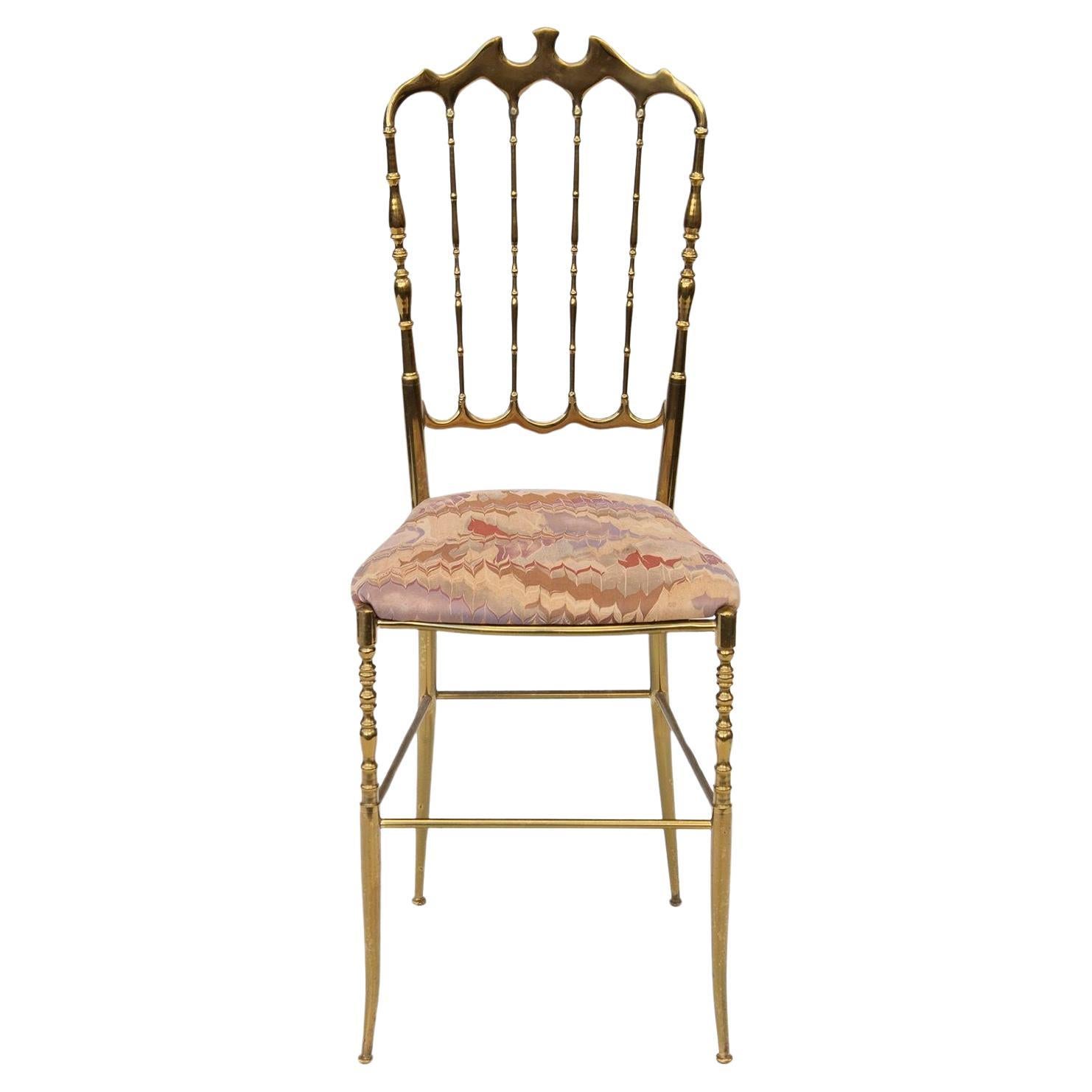 Chiavari Italian Brass Side Chair For Sale