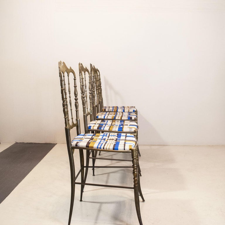 Chiavari Italian Midcentury Chairs in Brass In Good Condition For Sale In bari, IT