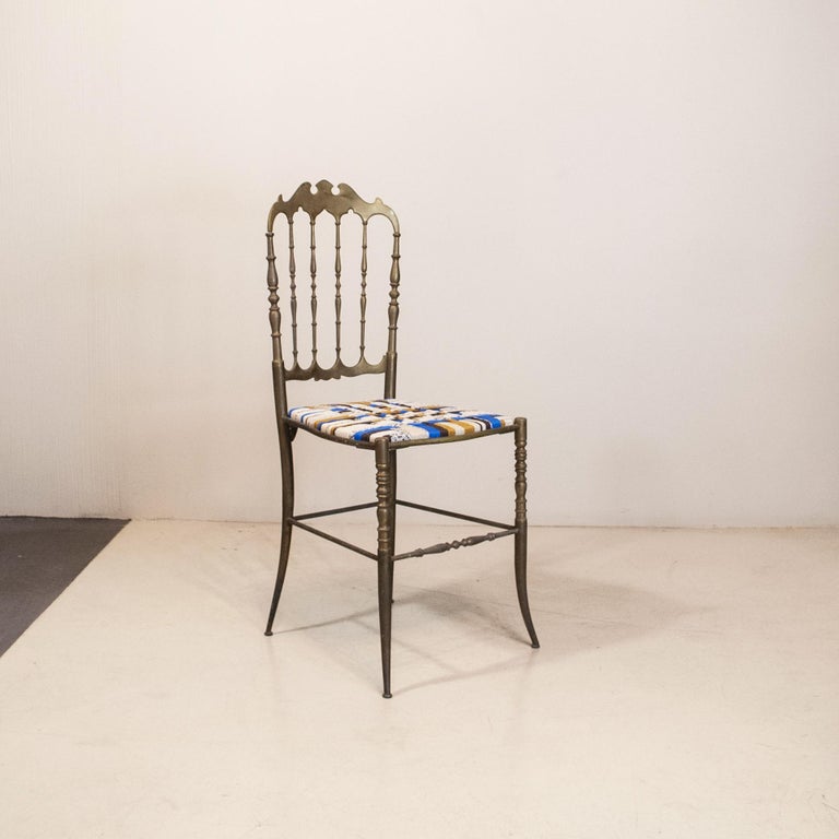 Mid-20th Century Chiavari Italian Midcentury Chairs in Brass For Sale