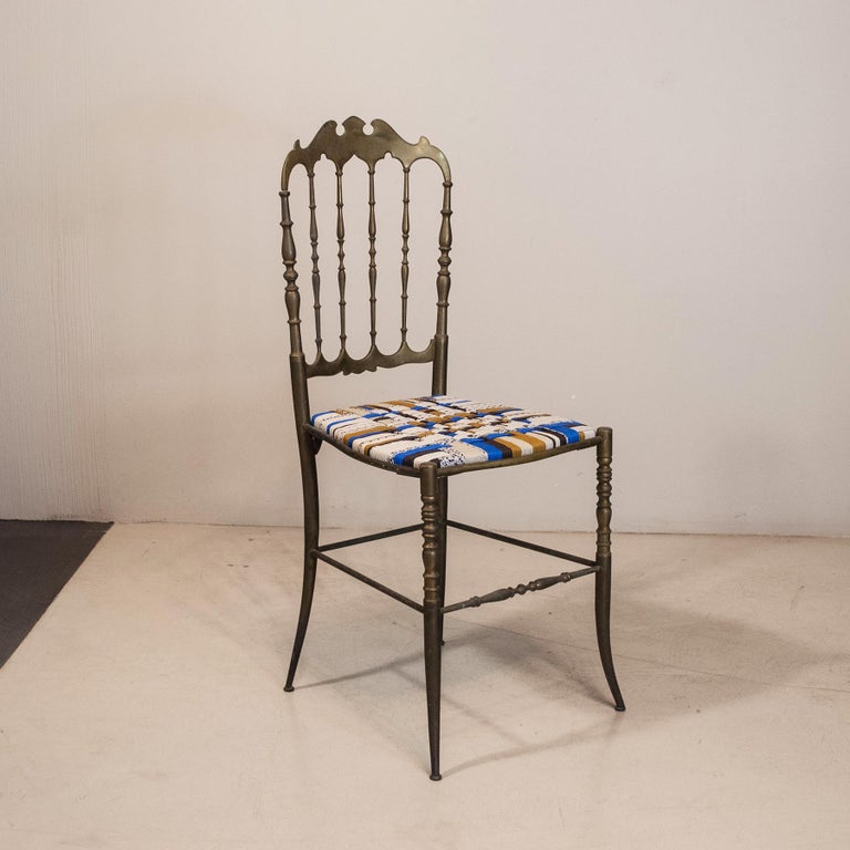 Chiavari Italian Midcentury Chairs in Brass For Sale 1