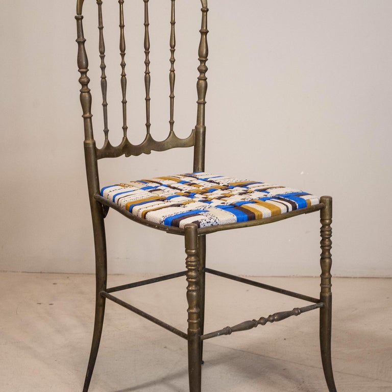 Chiavari Italian Midcentury Chairs in Brass For Sale 2