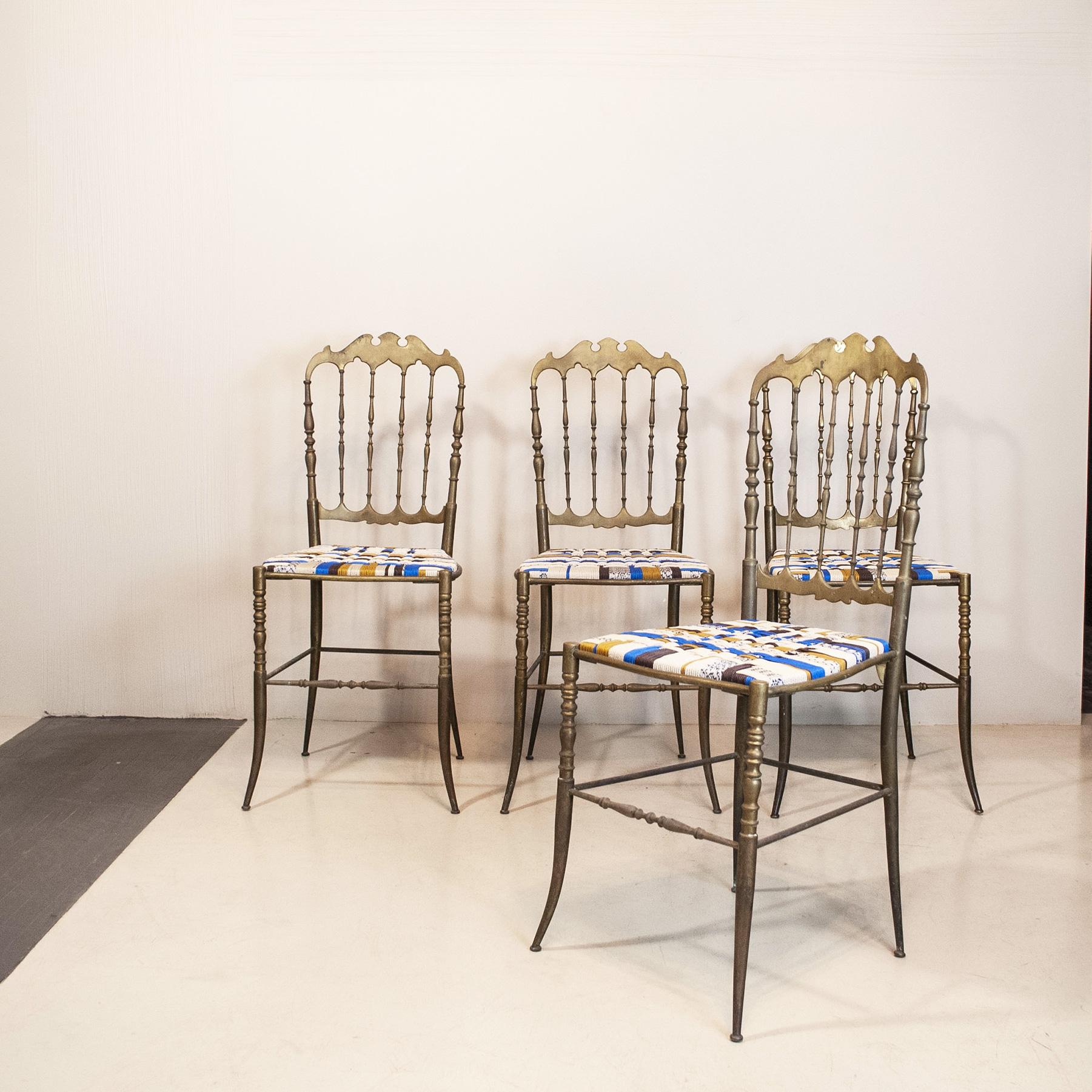 Chiavari Italian Midcentury Chairs in Brass For Sale 4