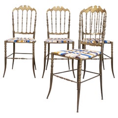 Vintage Chiavari Italian Midcentury Chairs in Brass