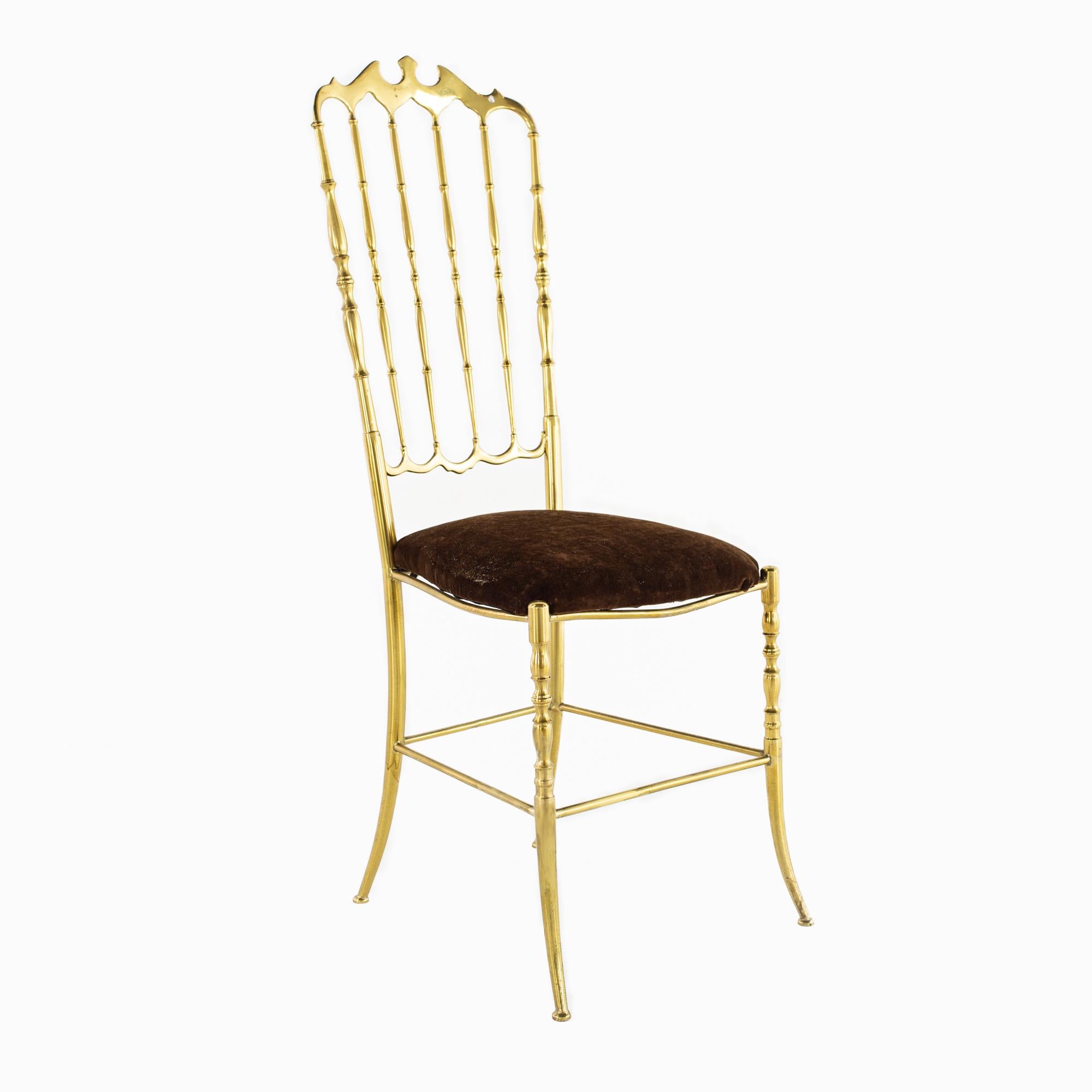 Chiavari Mid Century Italian Solid Brass Dining Chairs - Set of 4 In Good Condition In Countryside, IL