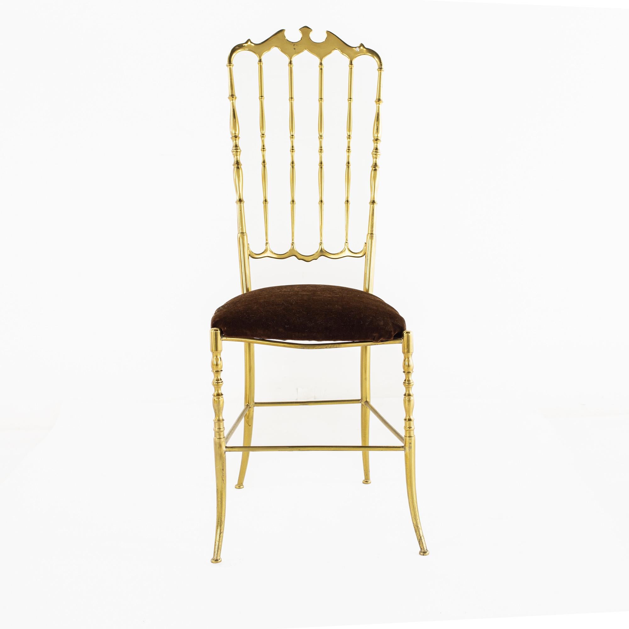 Late 20th Century Chiavari Mid Century Italian Solid Brass Dining Chairs - Set of 4