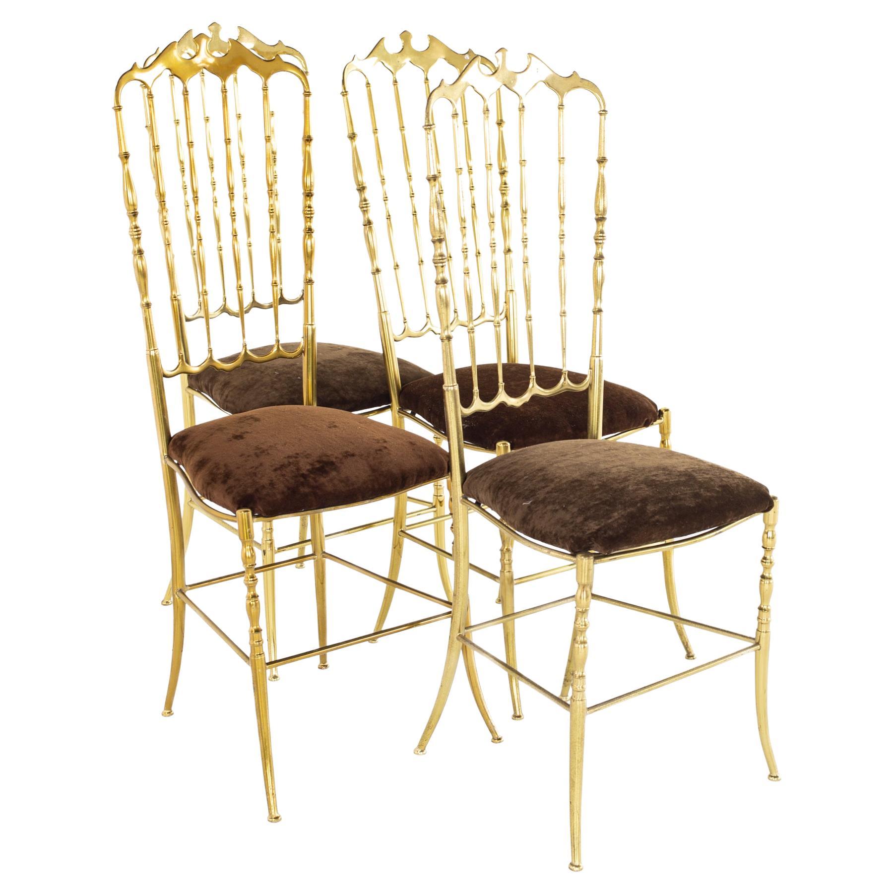 Chiavari Mid Century Italian Solid Brass Dining Chairs - Set of 4