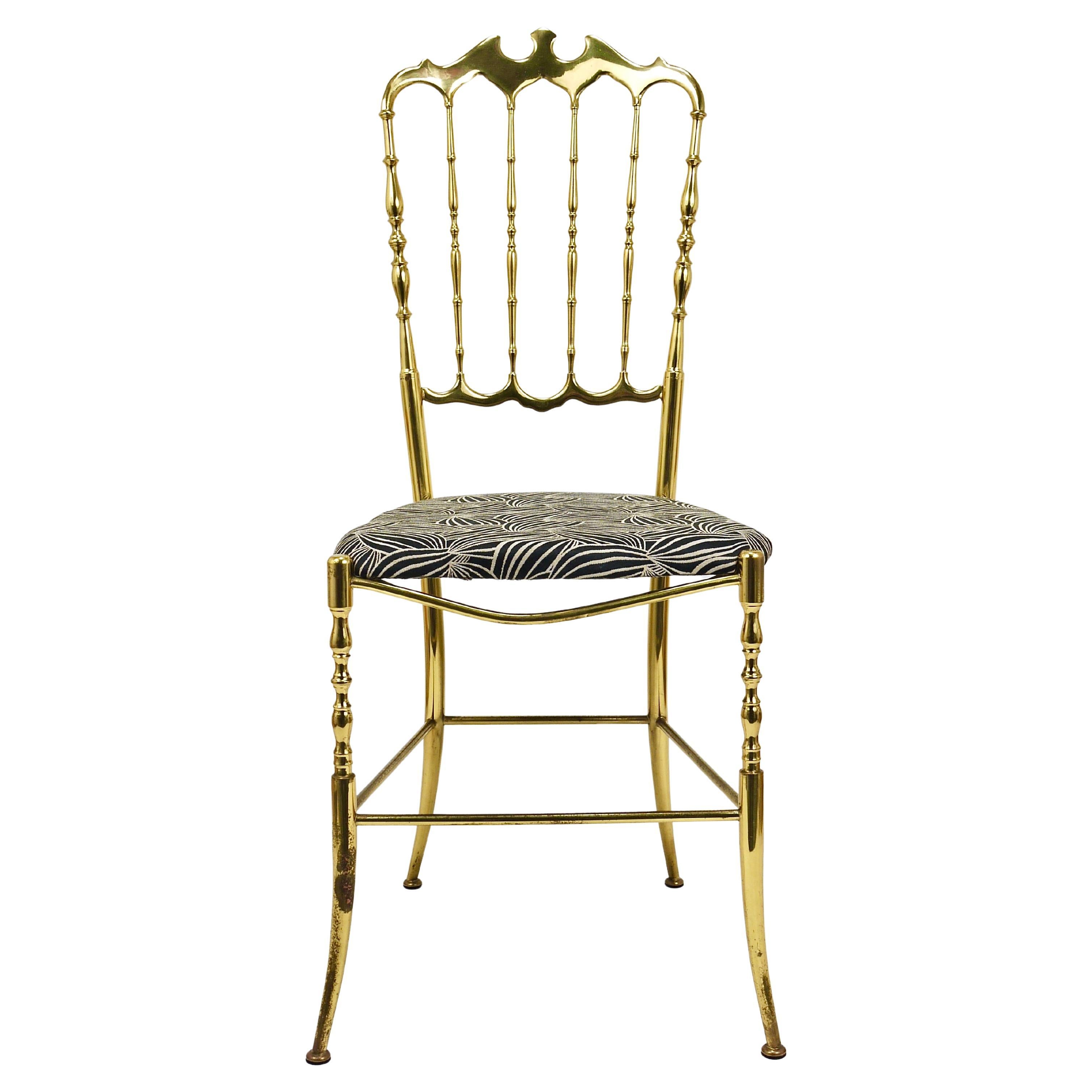 Chiavari Midcentury Brass Chair by Giuseppe Gaetano Descalzi, Italy, 1950s