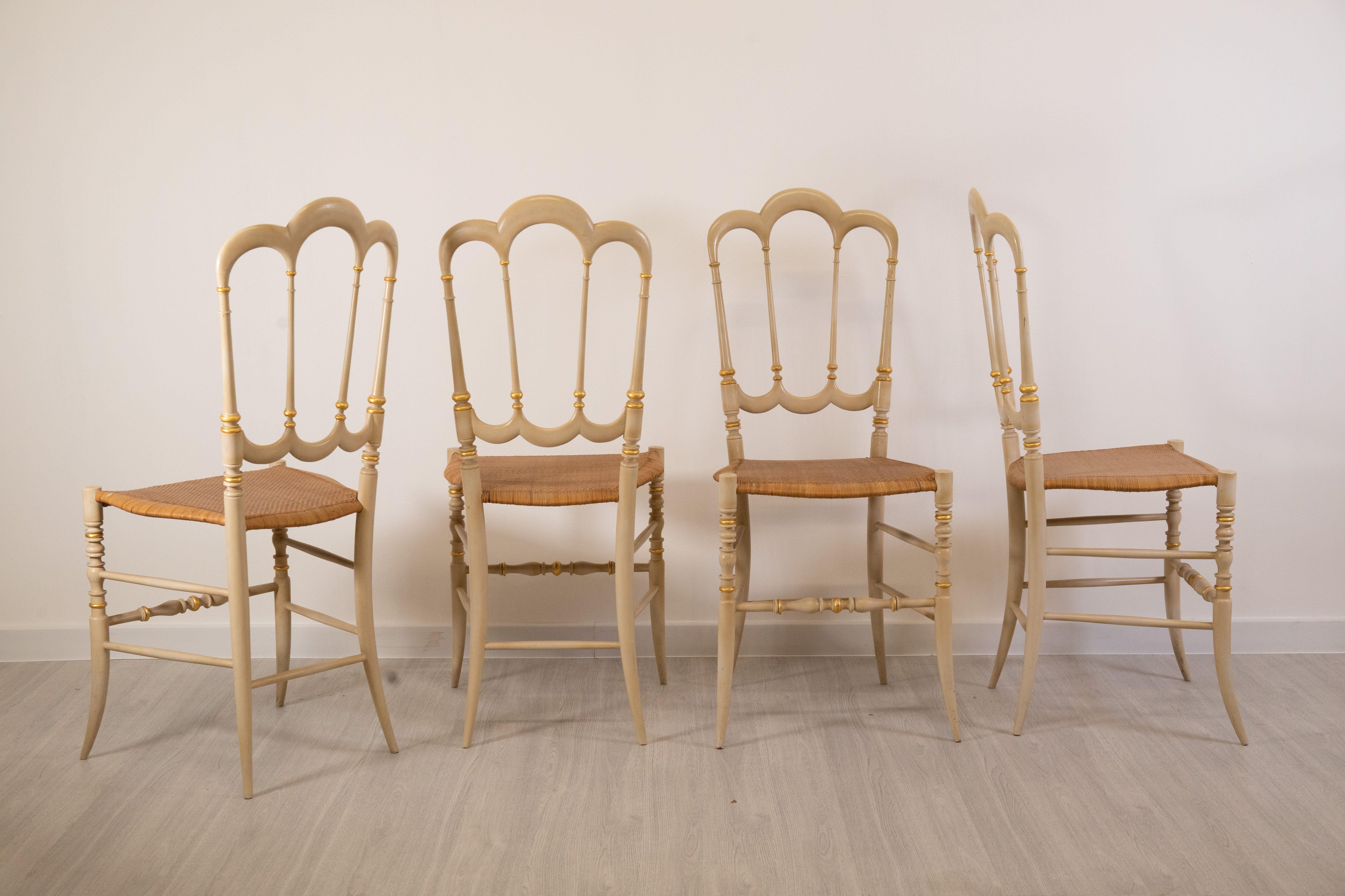 Italian Chiavari - Ensemble de quatre chaises, 1940 en vente