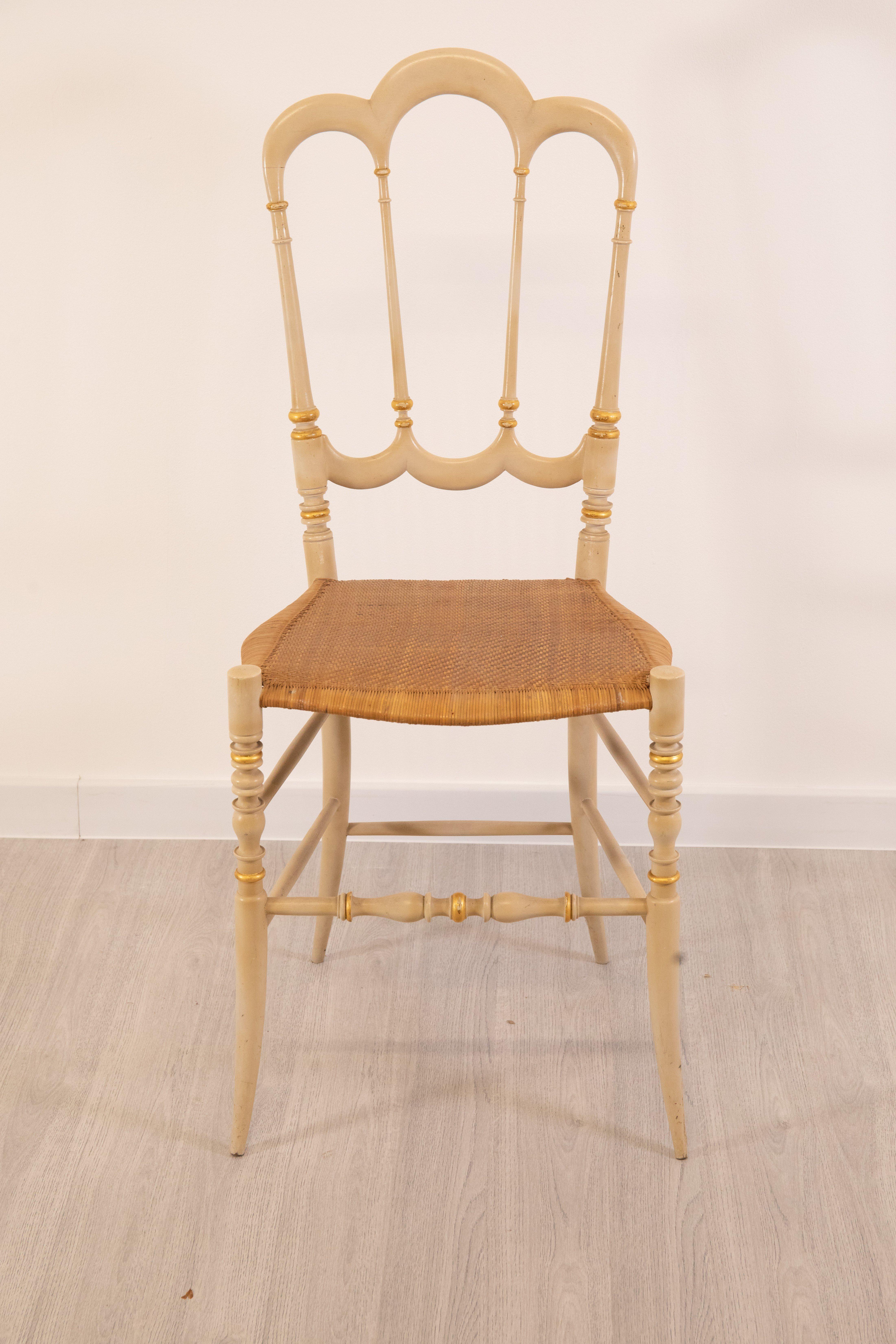 Paille Chiavari - Ensemble de quatre chaises, 1940 en vente