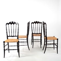 Chiavari Set of 4 Chairs Giuseppe Gaetano Descalzi, Italy, 1950s