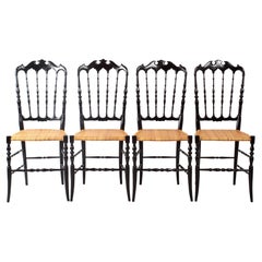 Chiavari Set of 4 Chairs Giuseppe Gaetano Descalzi, Italy, 1950s