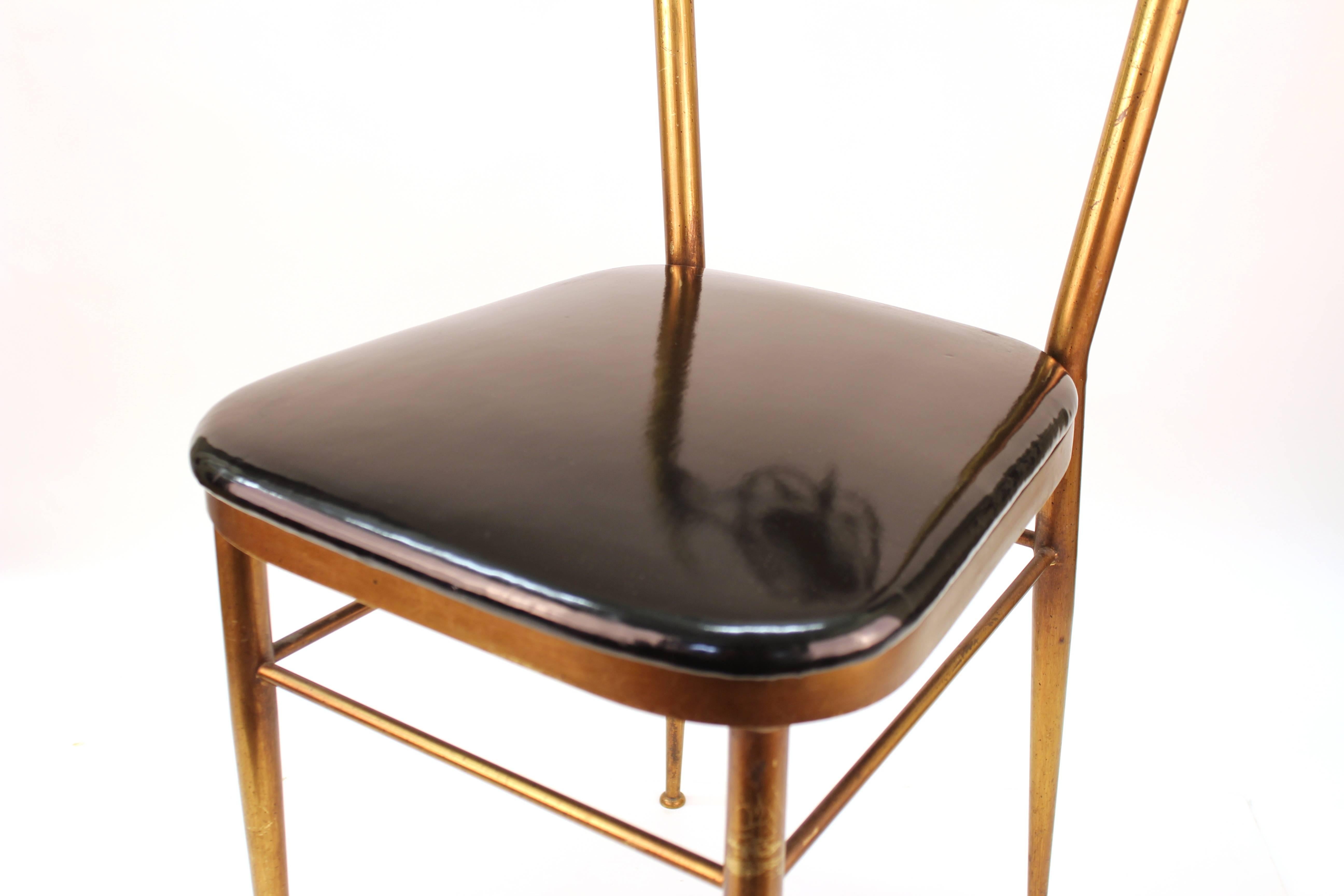 Chiavari Side Chair in Brass with Leda and Swan Relief 2