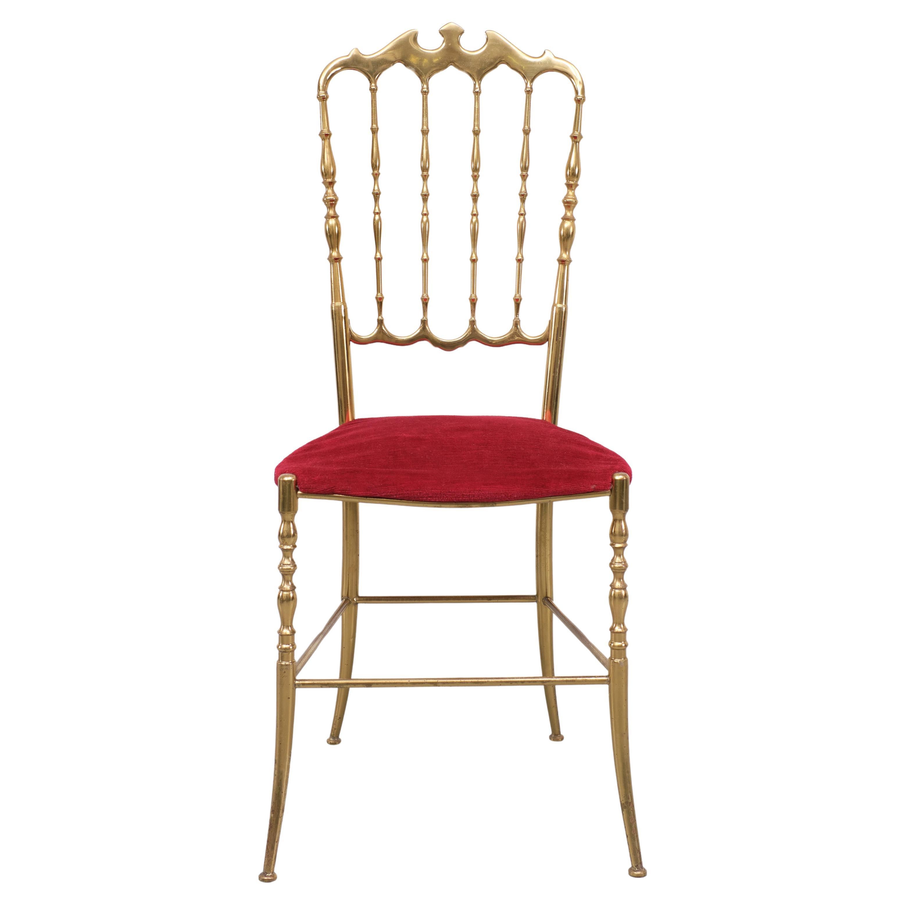 Chiavari solid Brass Chair 1970s Italy  For Sale