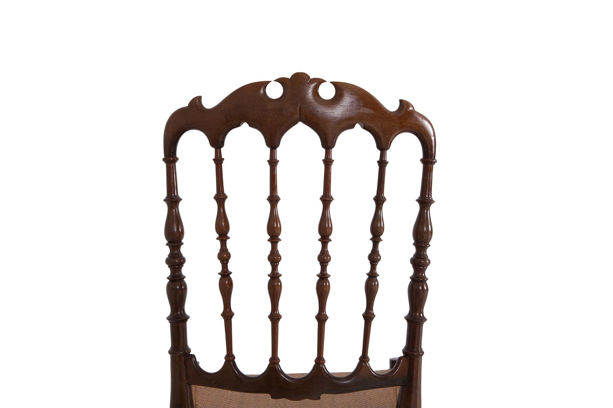 Chiavari Walnut and Wicker Dining Chairs 4